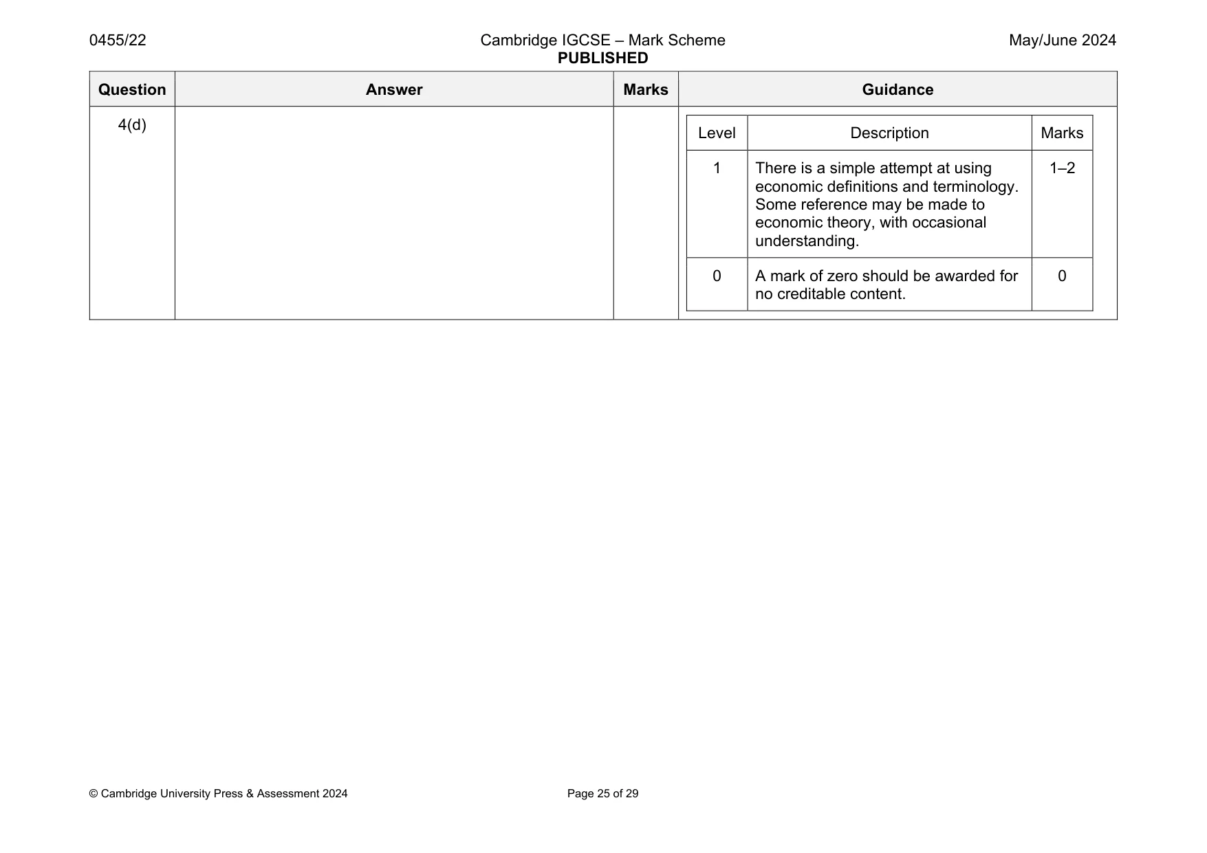 Mark scheme, page 25 of 29