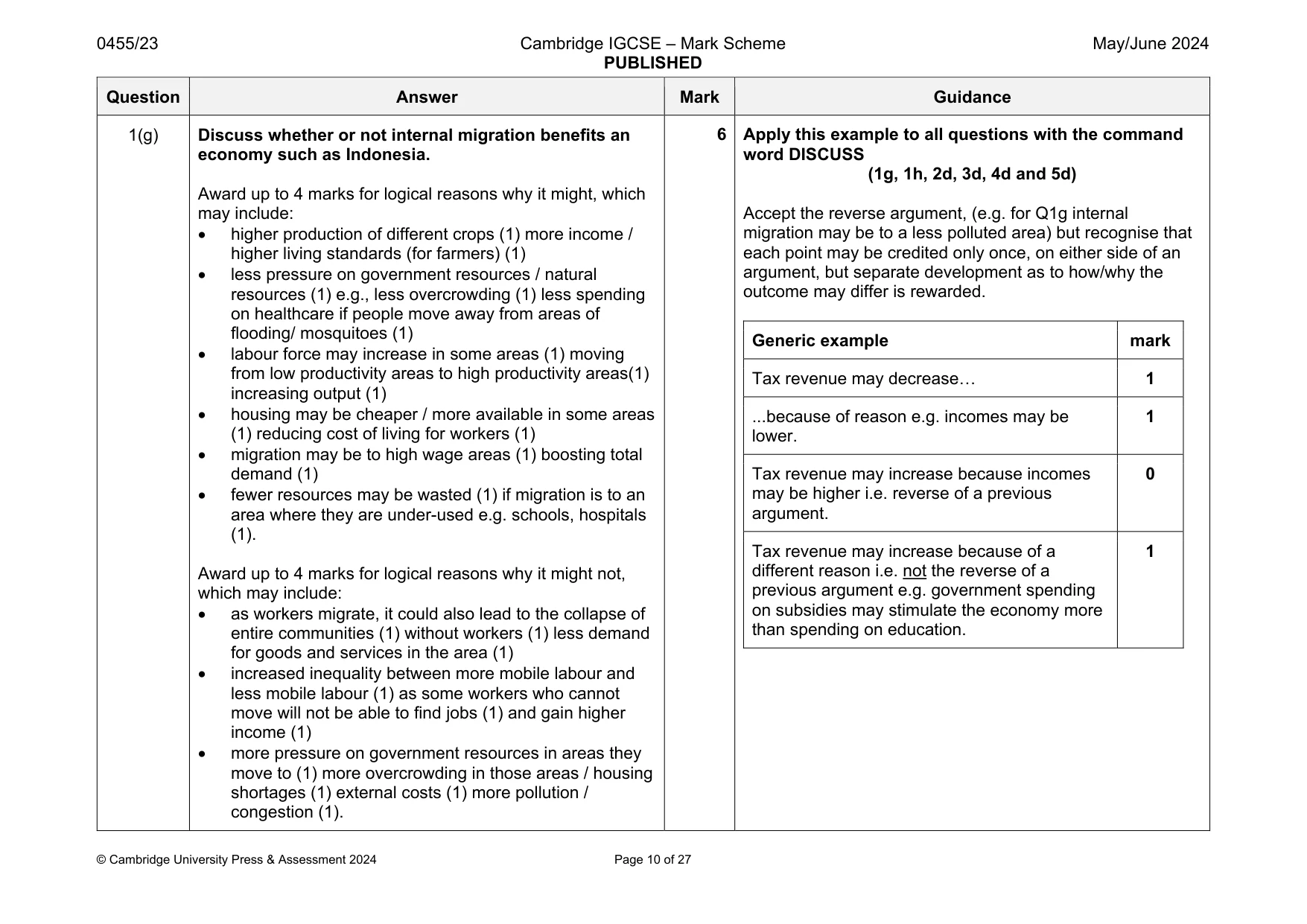 Mark scheme, page 10 of 27