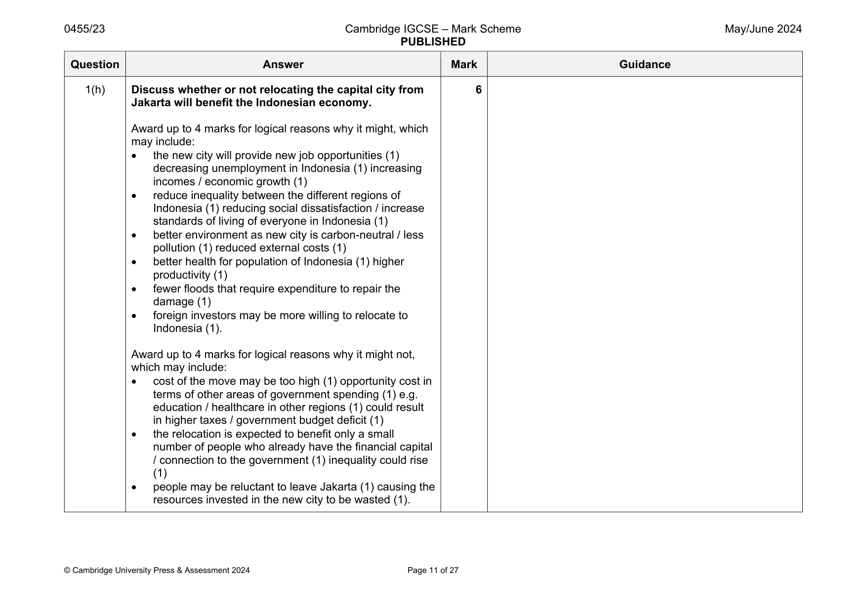 Mark scheme, page 11 of 27