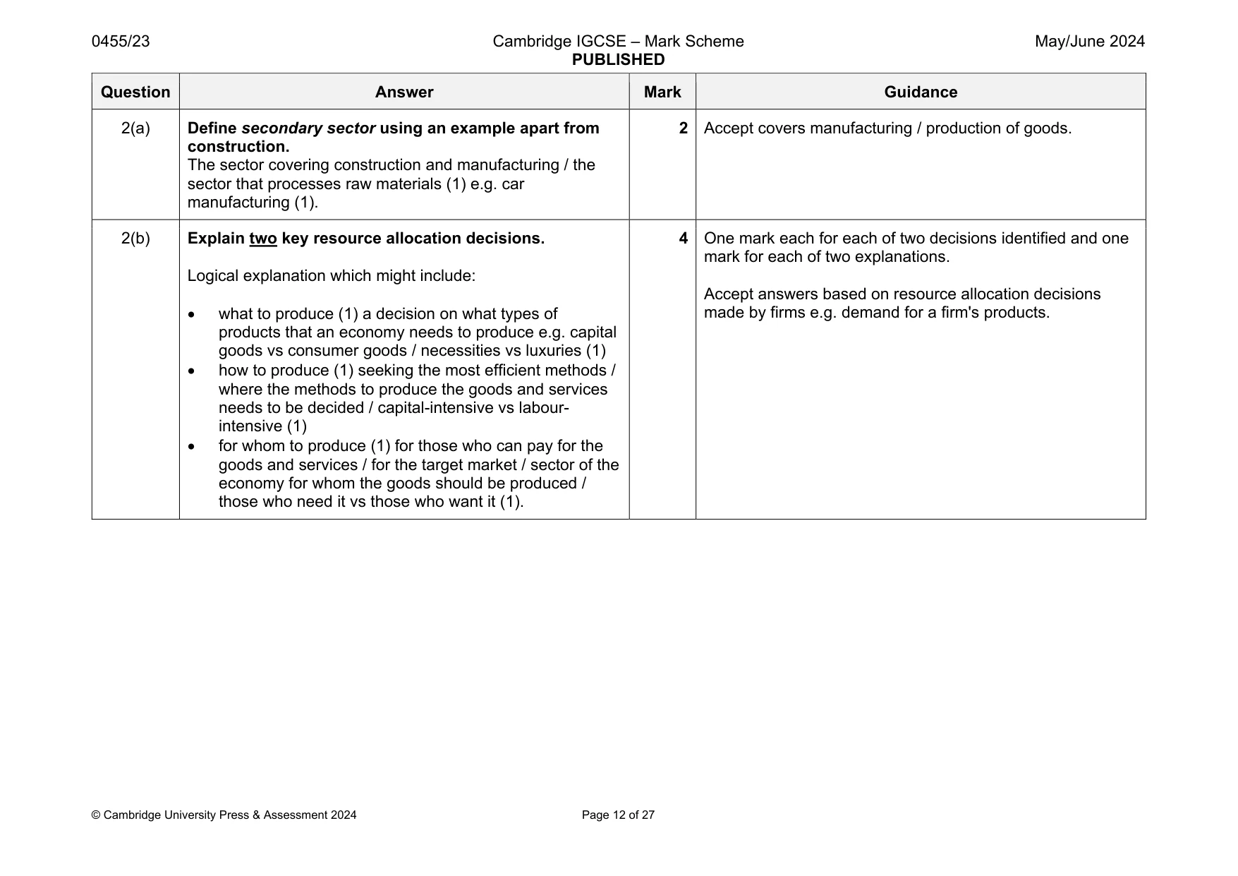 Mark scheme, page 12 of 27
