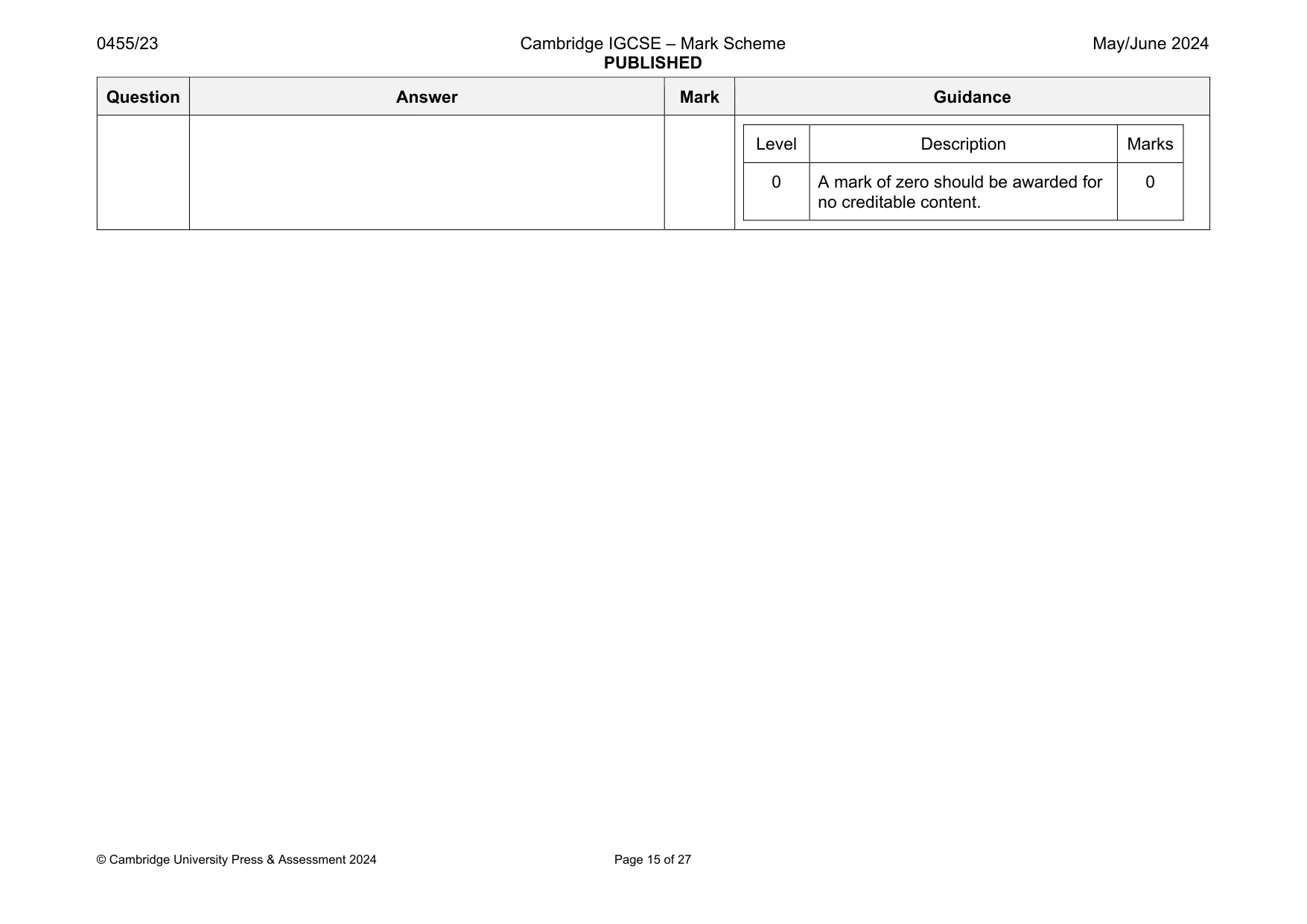 Mark scheme, page 15 of 27