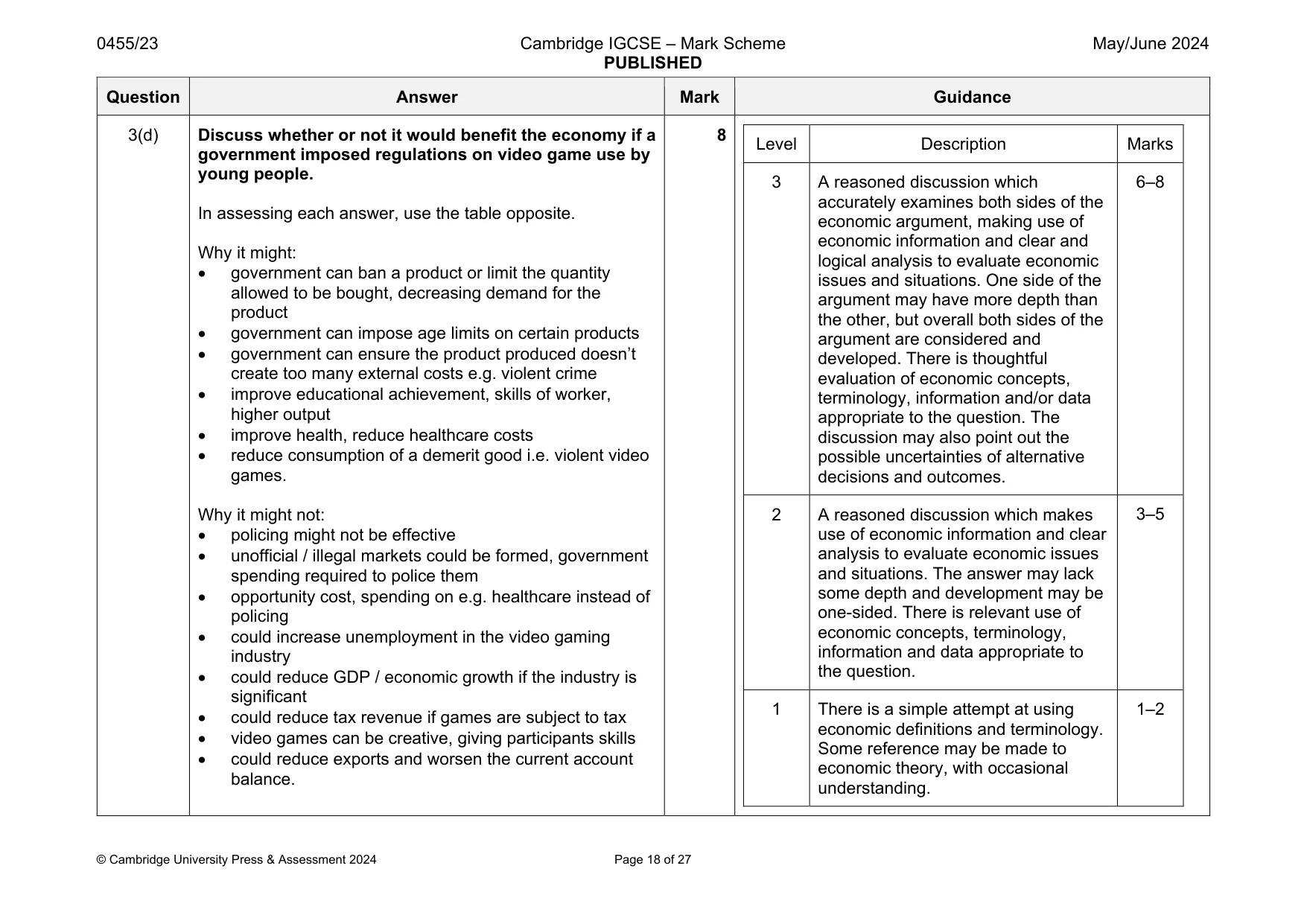 Mark scheme, page 18 of 27