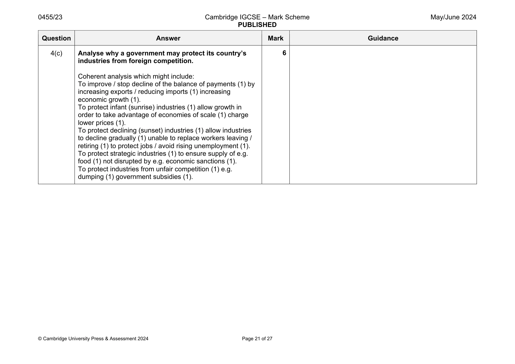 Mark scheme, page 21 of 27