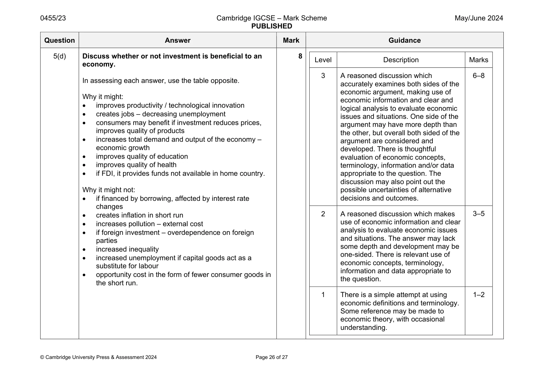 Mark scheme, page 26 of 27