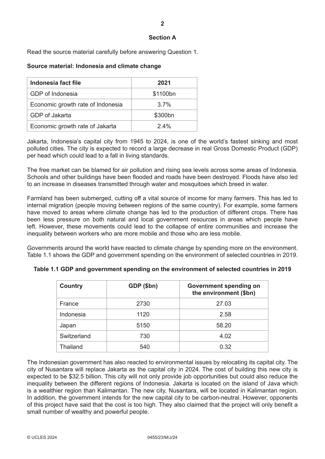 Cambridge IGCSE Economics 0455 2024 May/June Paper 2 · Variant 3 question paper, page 2 of 8