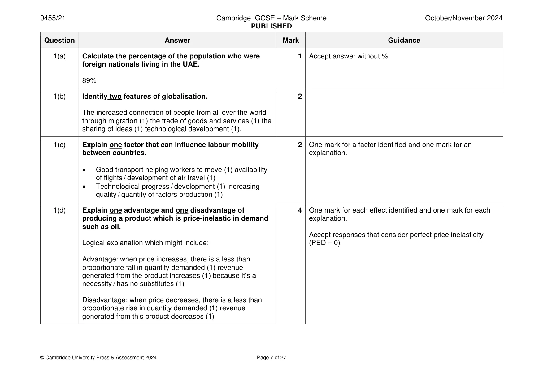 Mark scheme, page 7 of 27