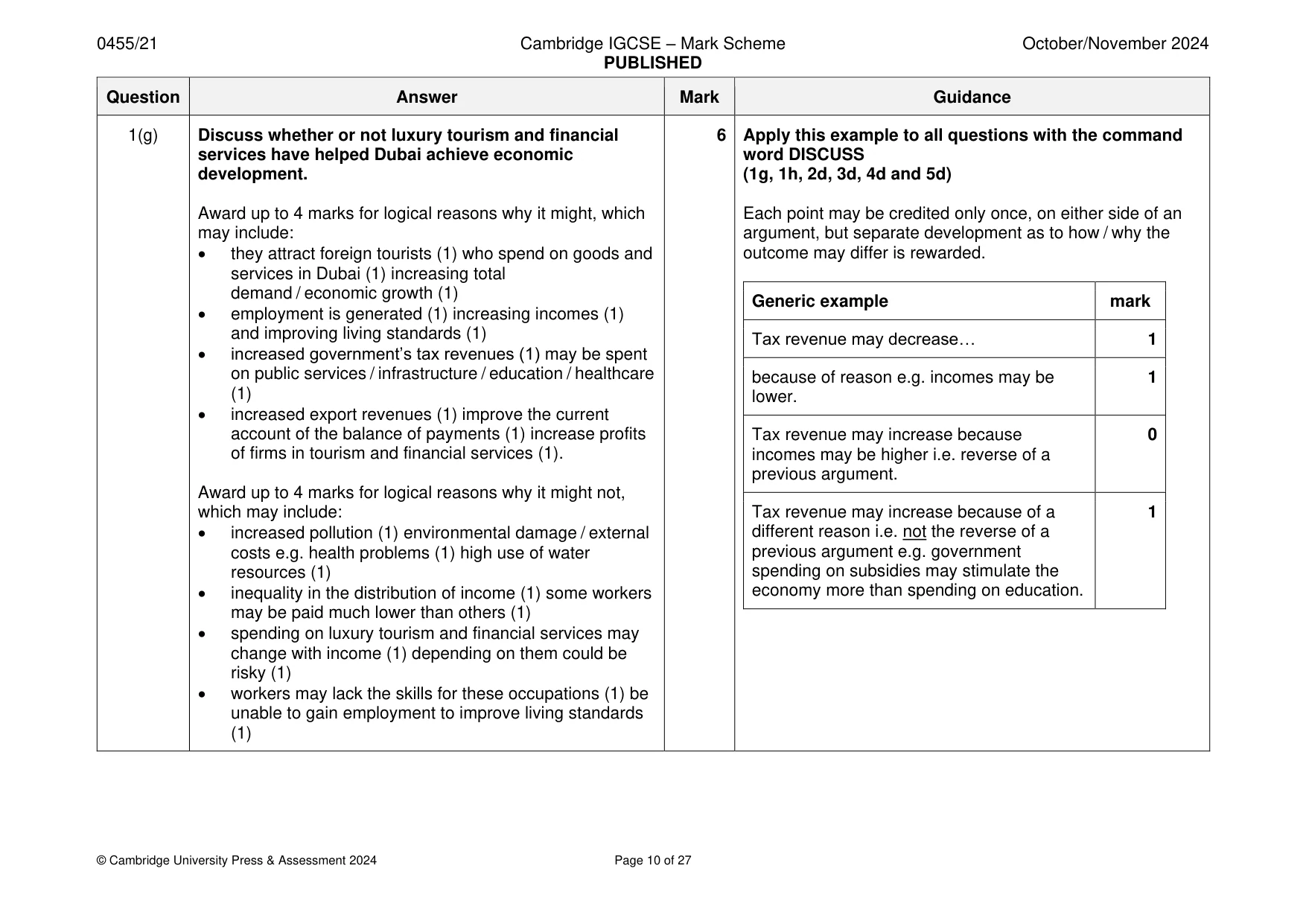 Mark scheme, page 10 of 27