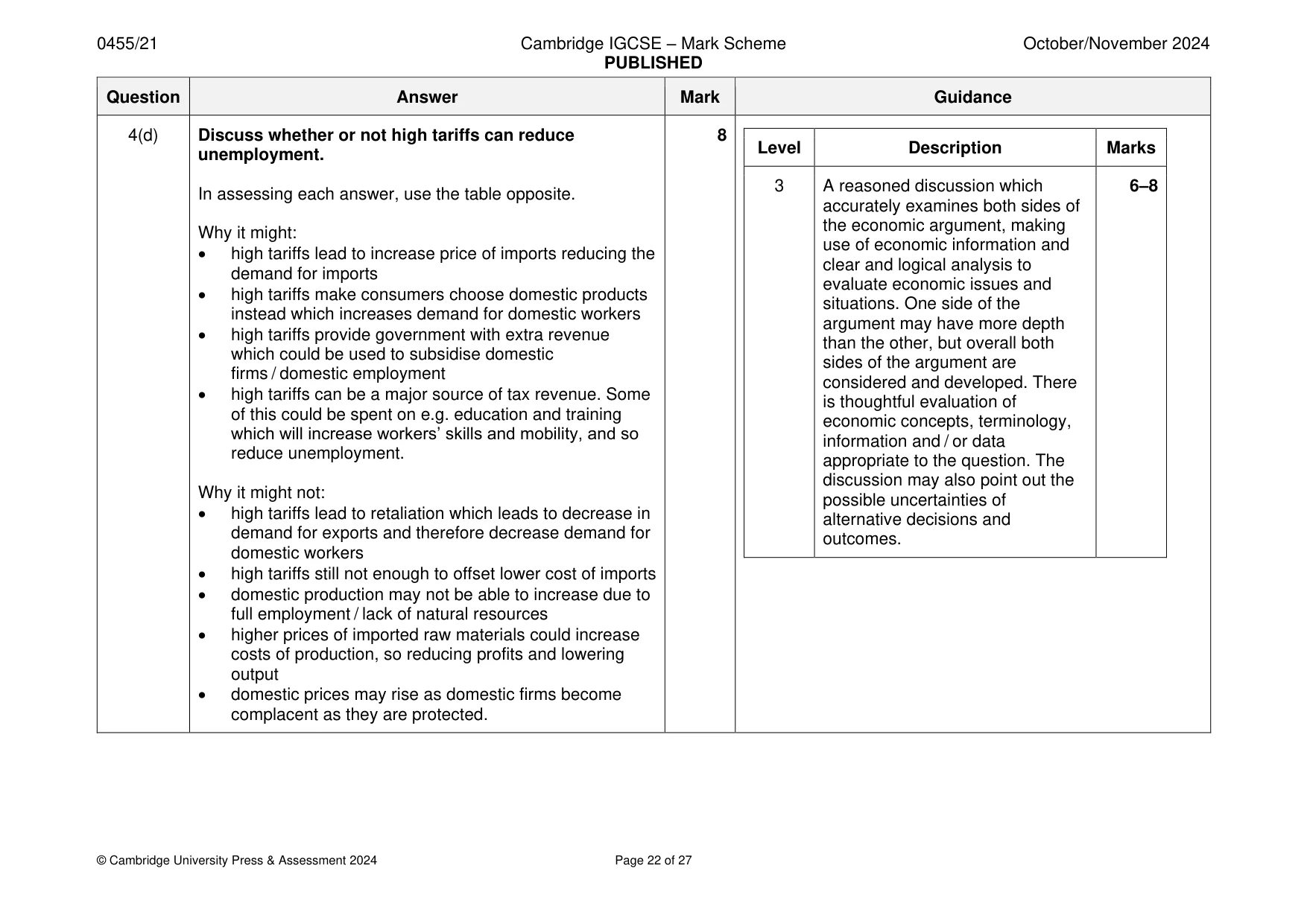 Mark scheme, page 22 of 27