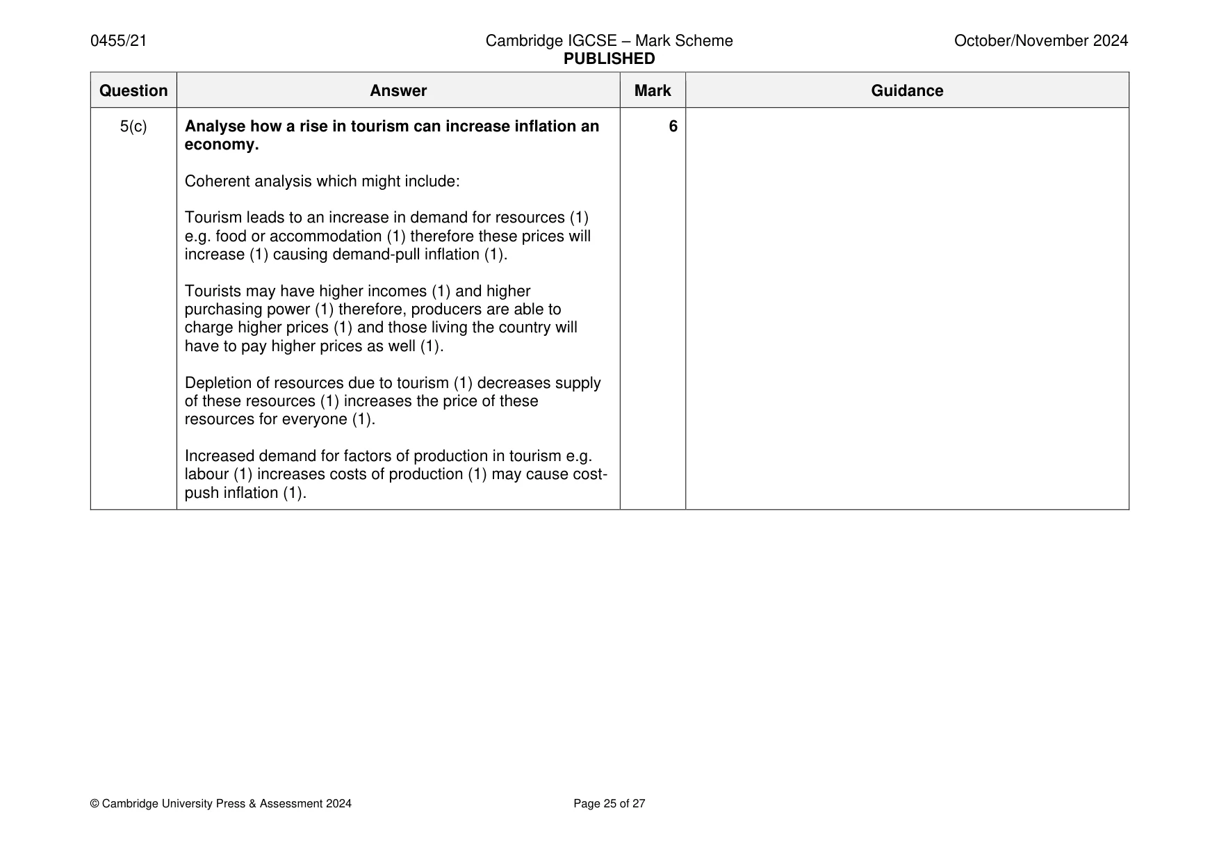 Mark scheme, page 25 of 27