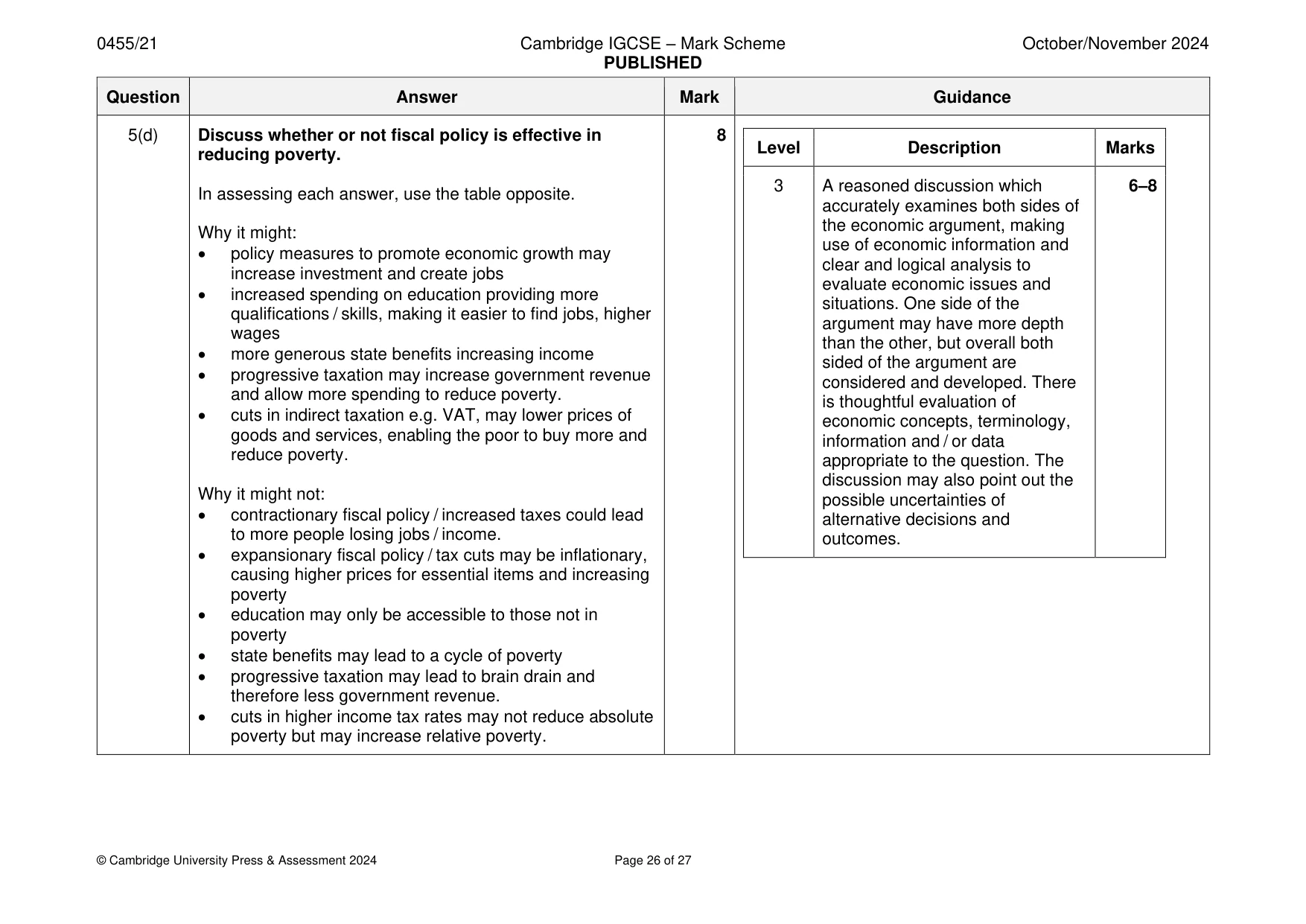 Mark scheme, page 26 of 27