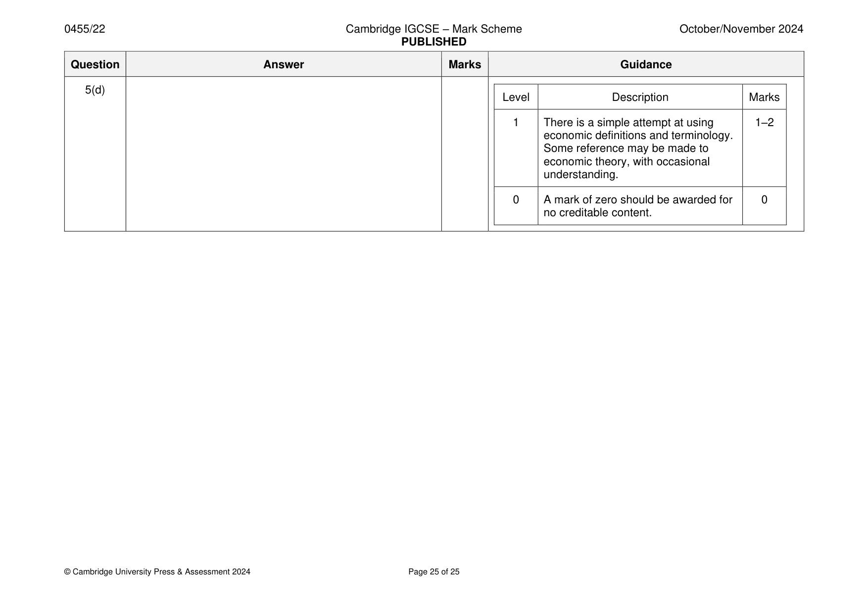 Mark scheme, page 25 of 25