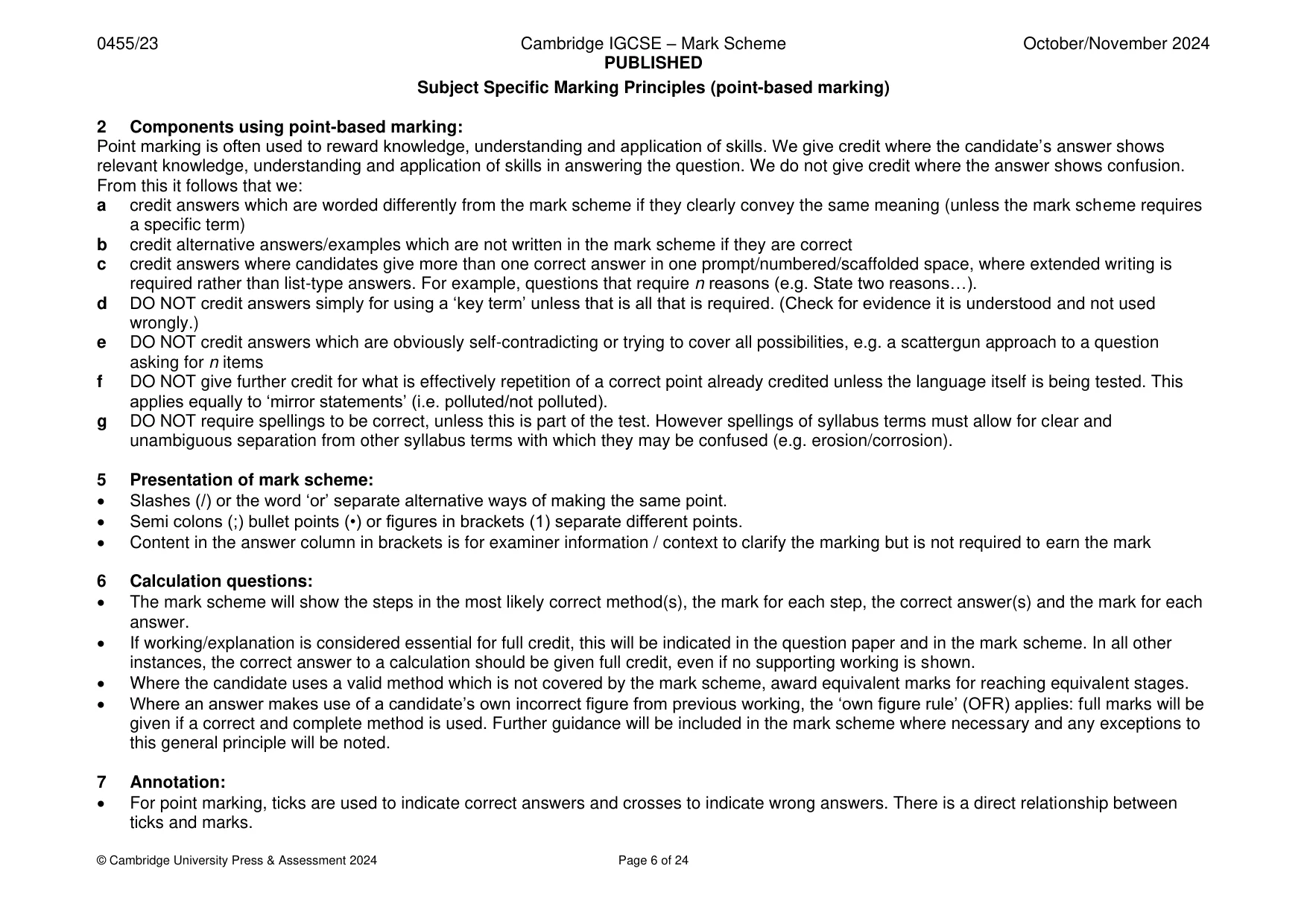 Mark scheme, page 6 of 24