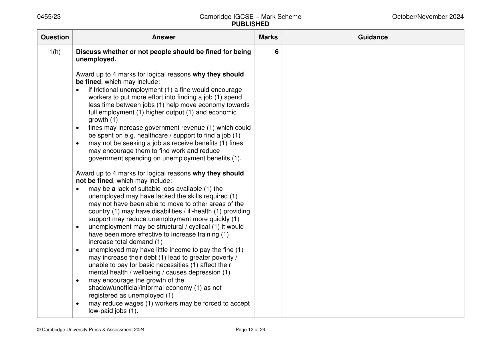 Mark scheme, page 12 of 24