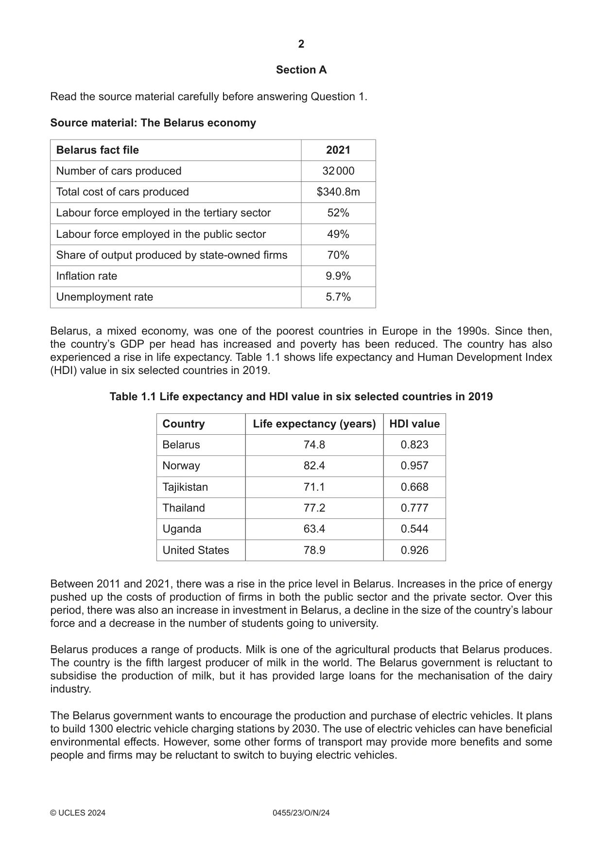Cambridge IGCSE Economics 0455 2024 Oct/Nov Paper 2 · Variant 3 question paper, page 2 of 8