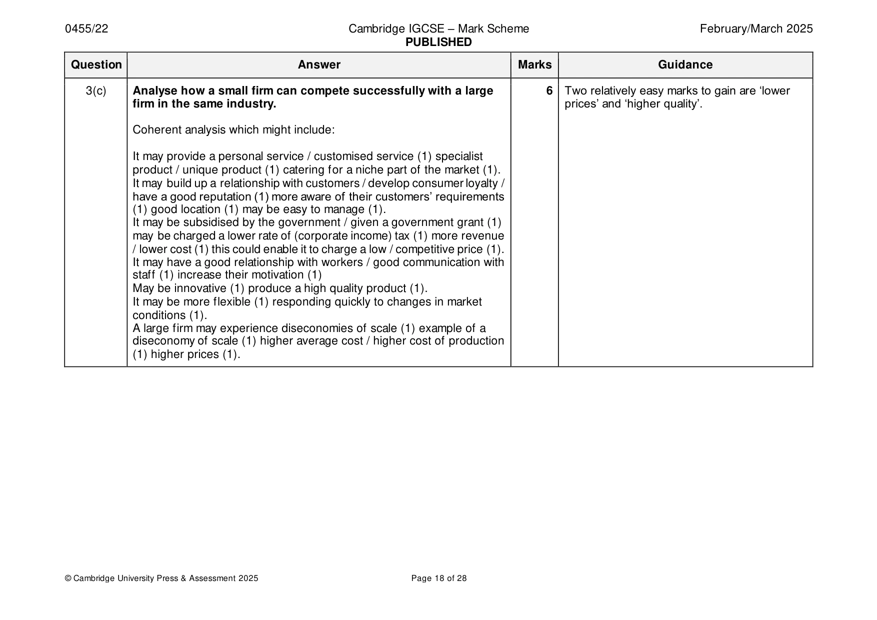 Mark scheme, page 18 of 28