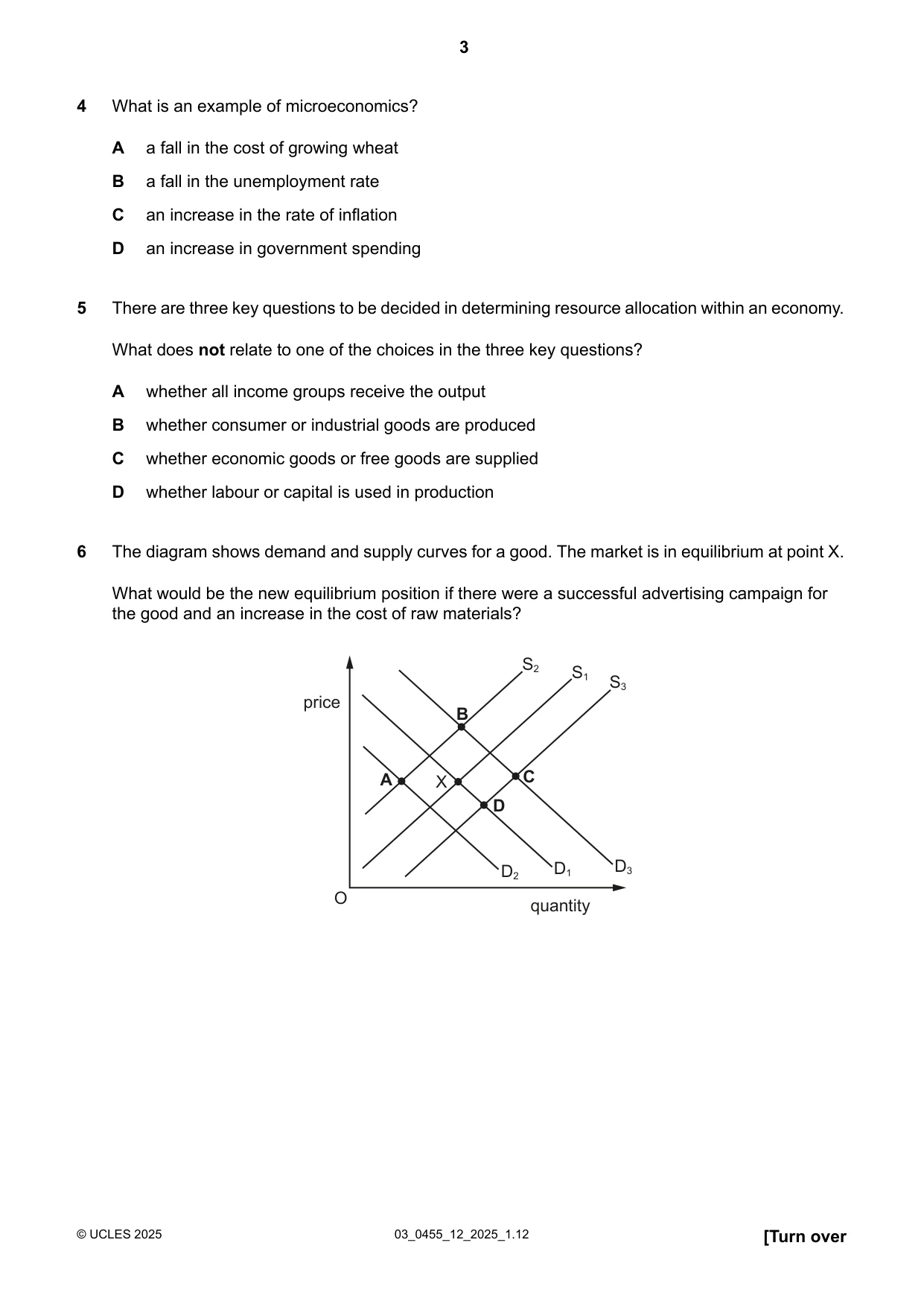 Cambridge IGCSE Economics 0455 2025 Feb/March Paper 1 · Variant 2 question paper, page 3 of 12