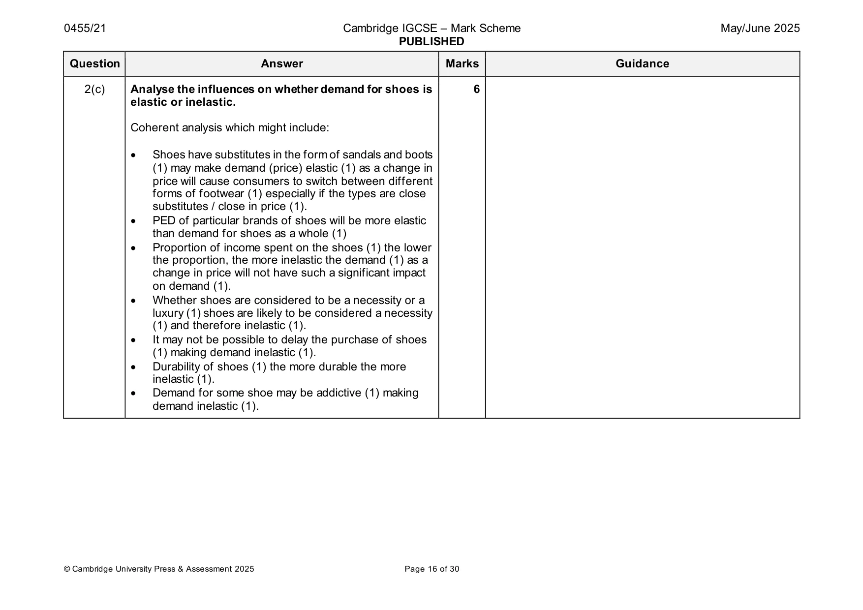 Mark scheme, page 16 of 30