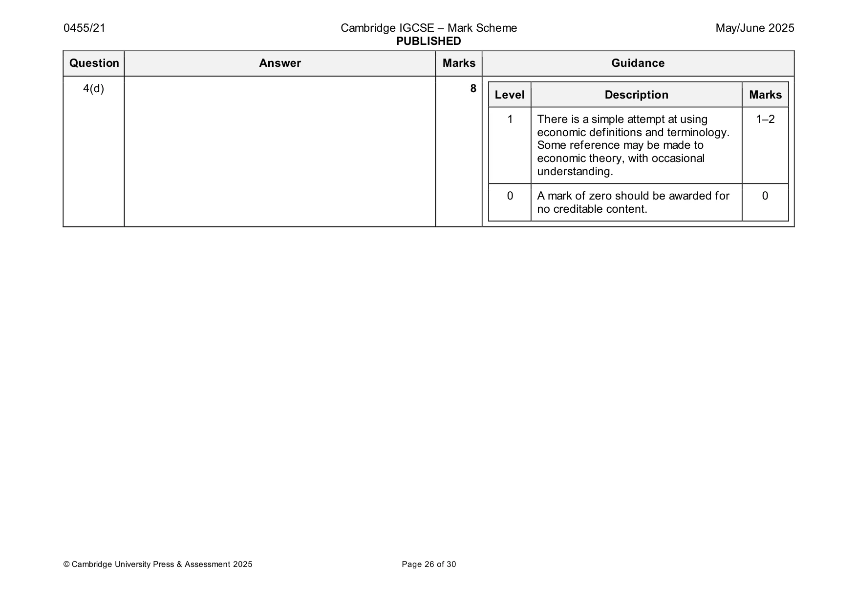 Mark scheme, page 26 of 30