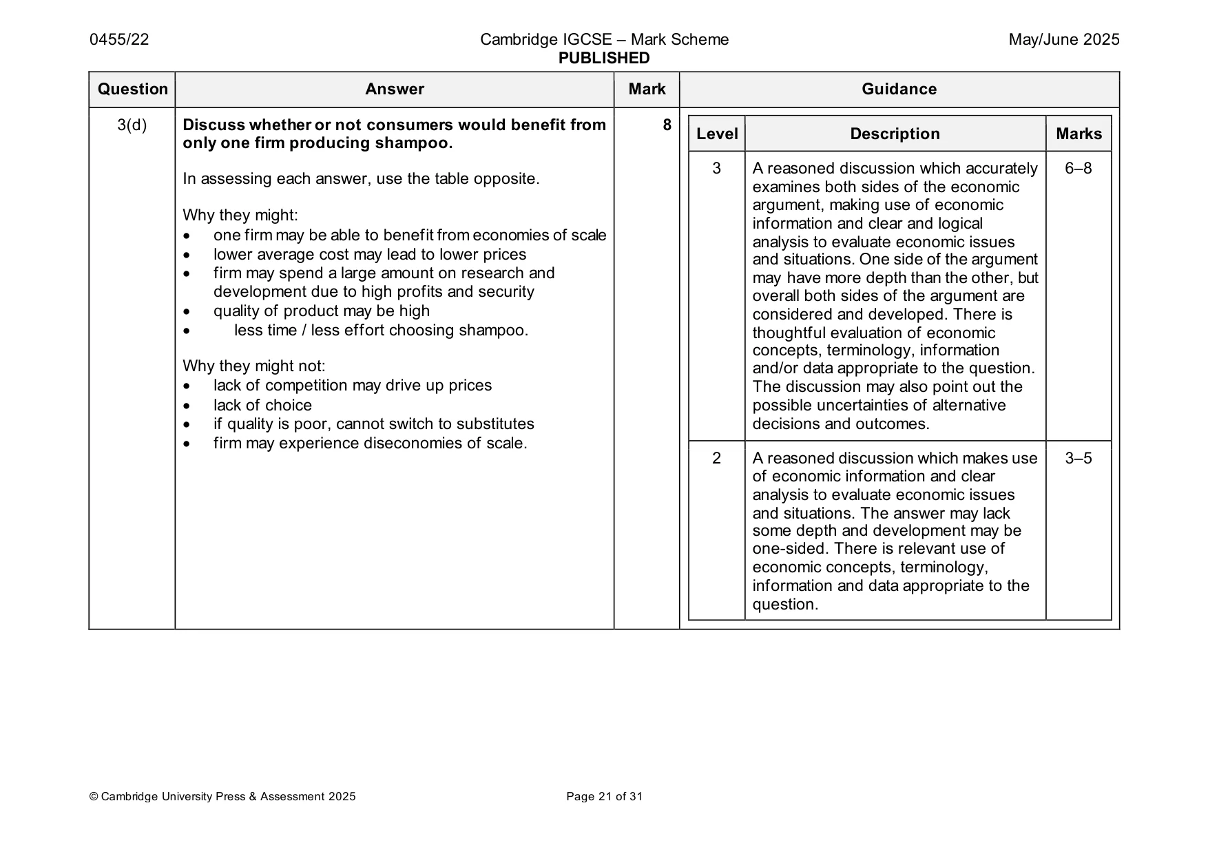 Mark scheme, page 21 of 31