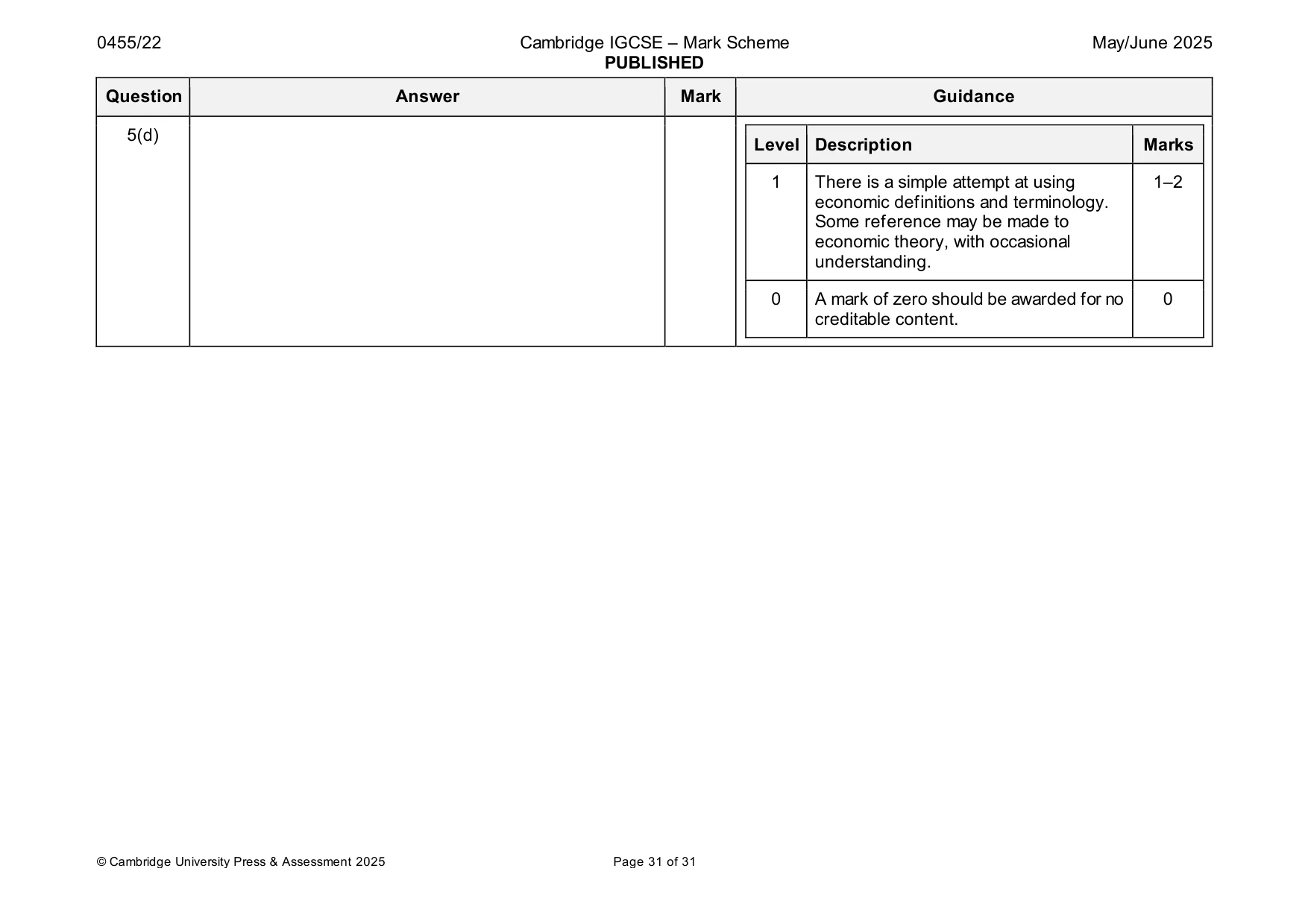 Mark scheme, page 31 of 31