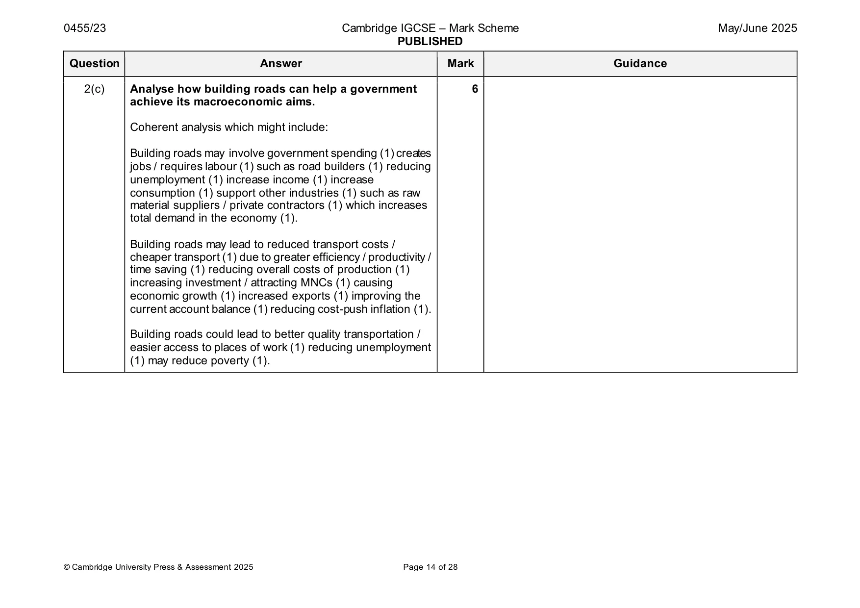Mark scheme, page 14 of 28