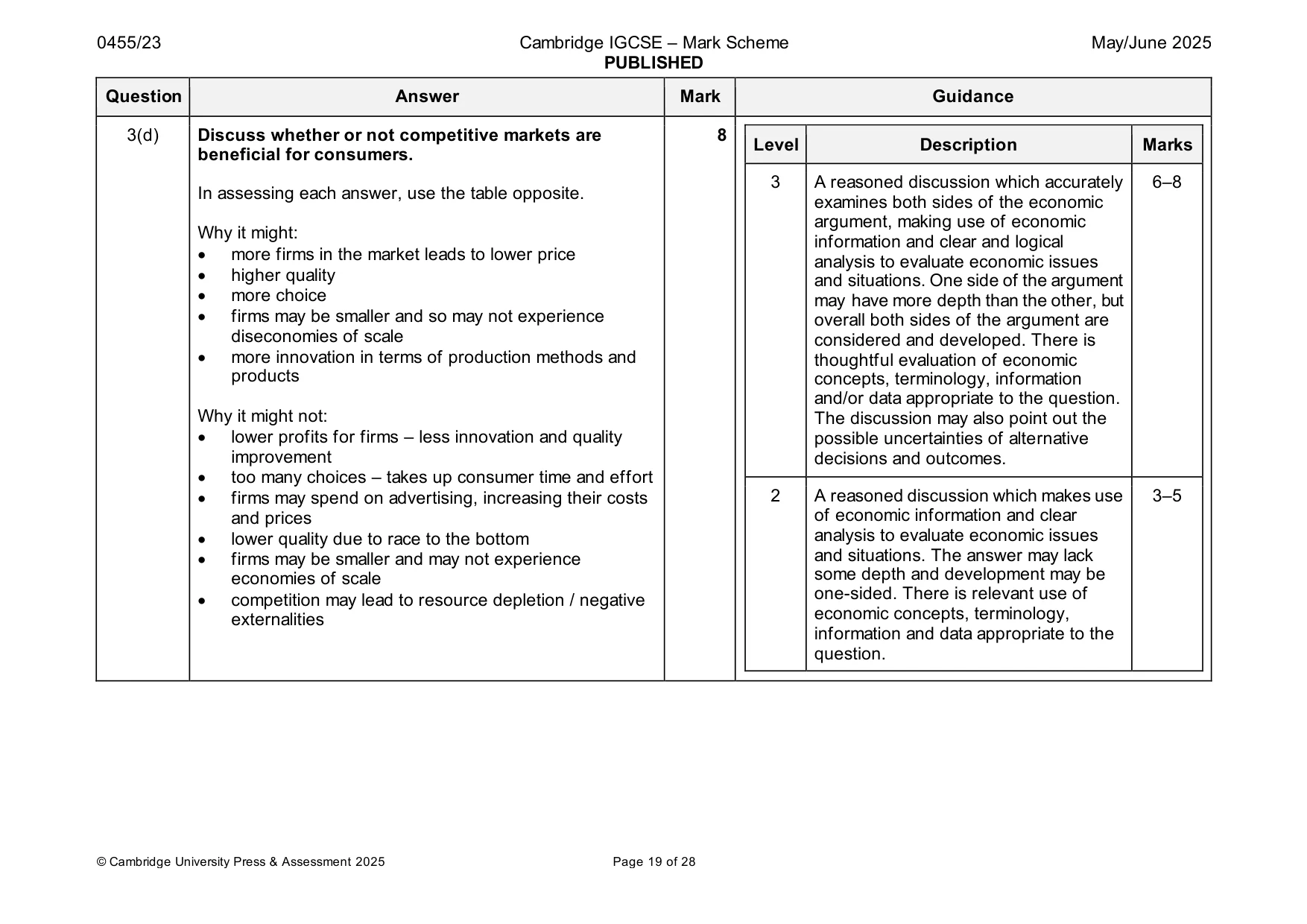 Mark scheme, page 19 of 28