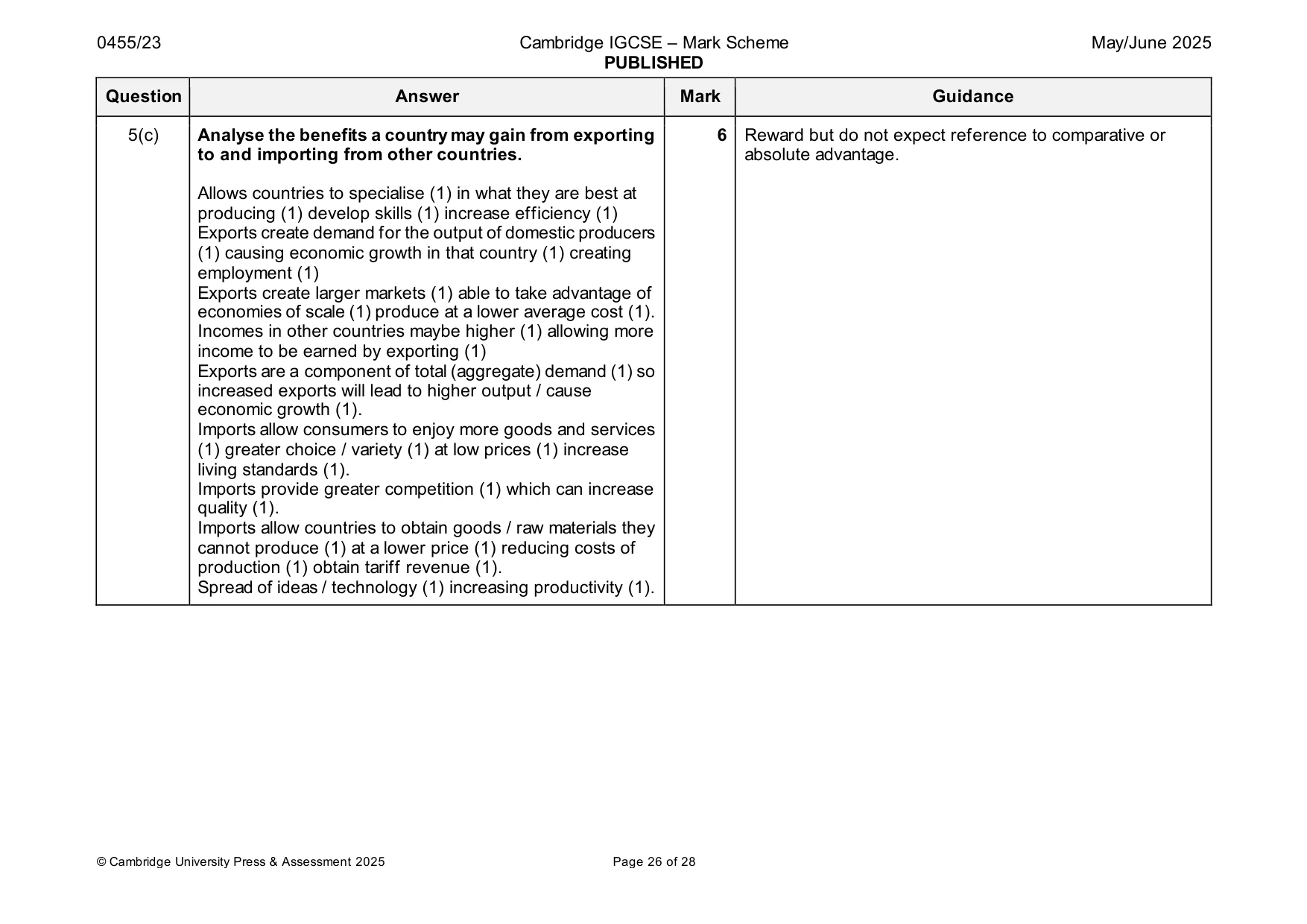 Mark scheme, page 26 of 28