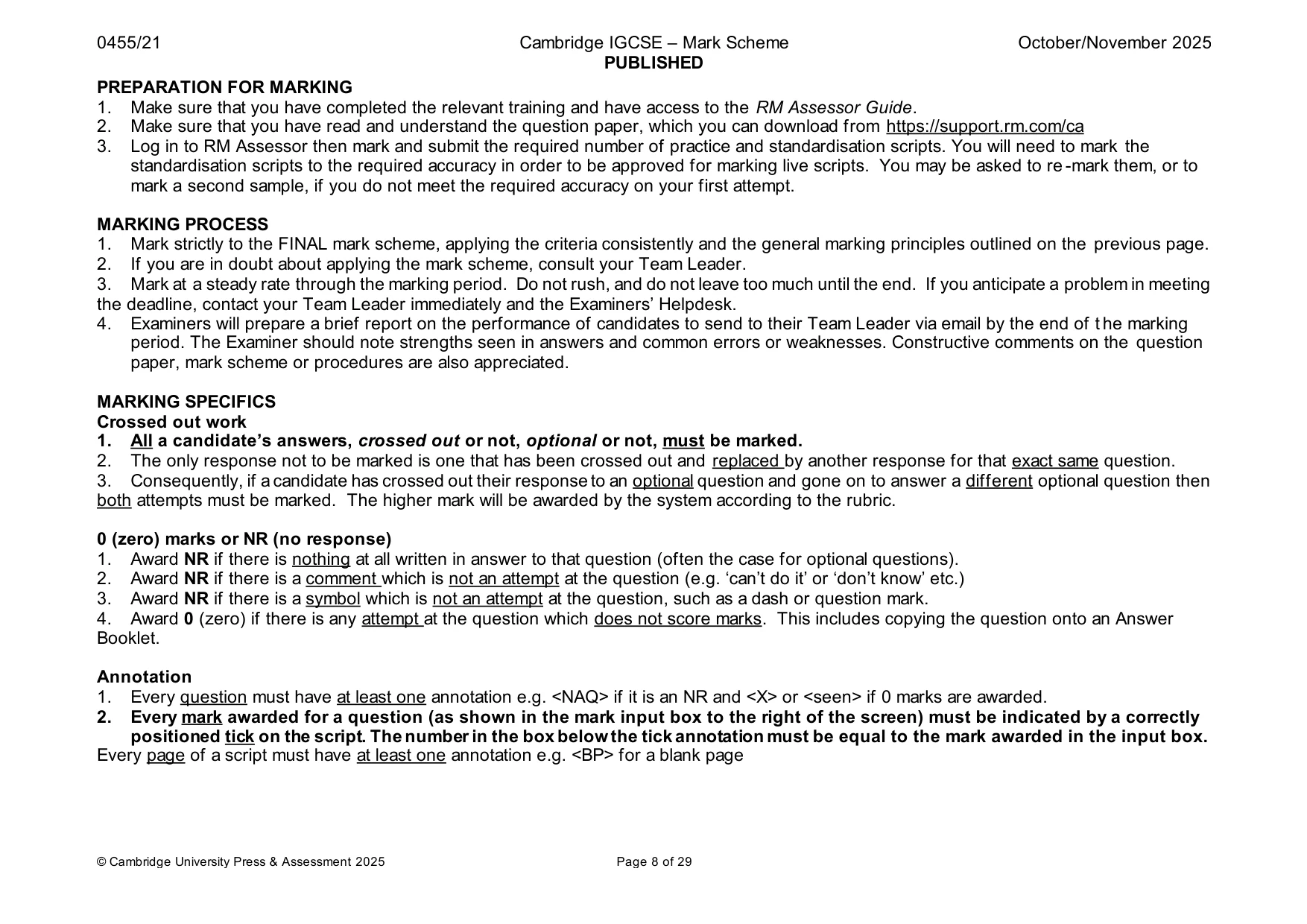 Mark scheme, page 8 of 29