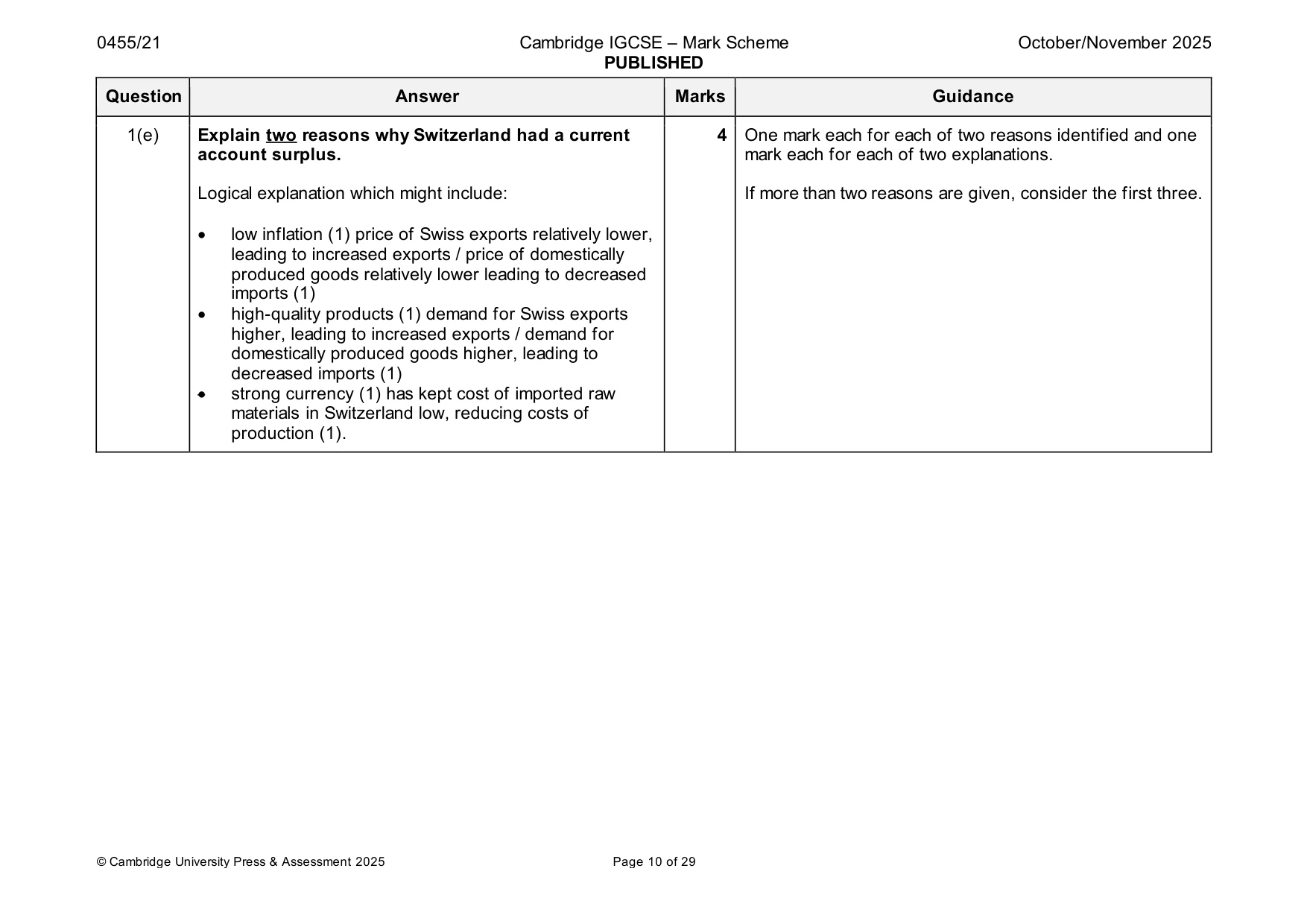 Mark scheme, page 10 of 29
