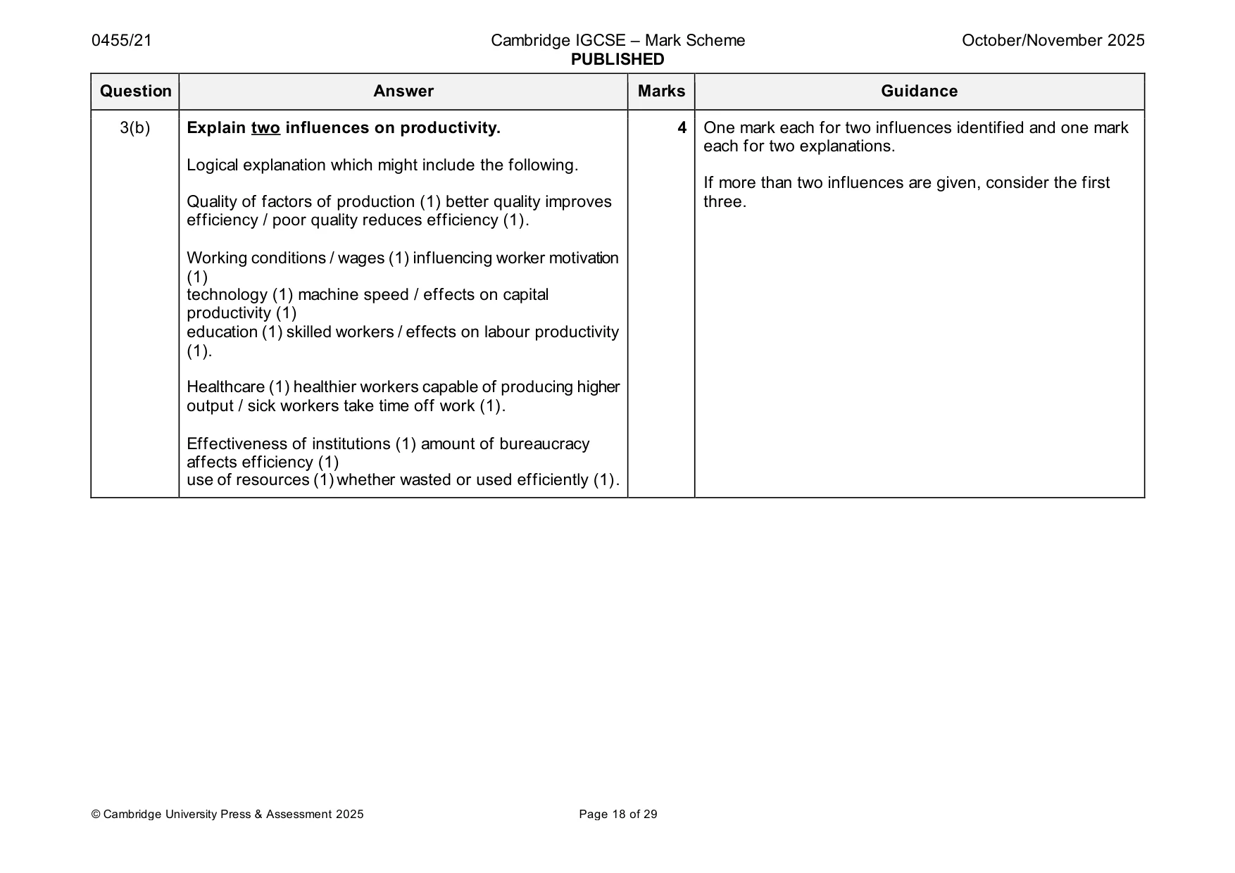 Mark scheme, page 18 of 29