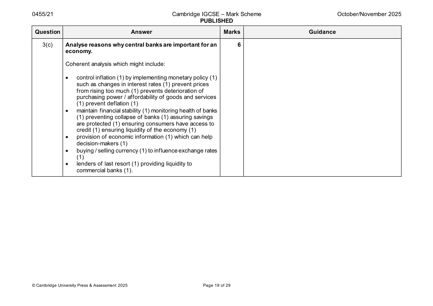 Mark scheme, page 19 of 29