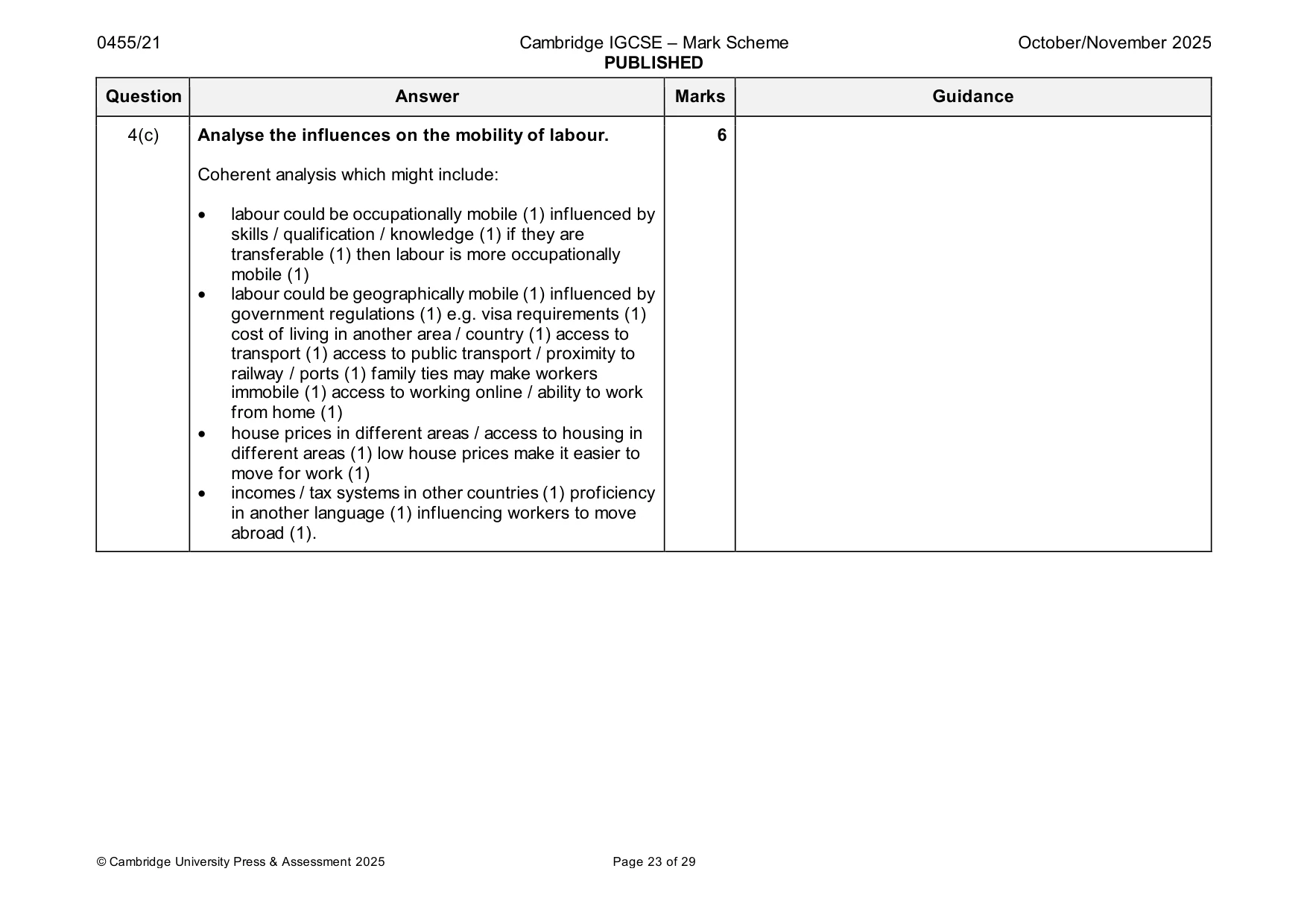 Mark scheme, page 23 of 29