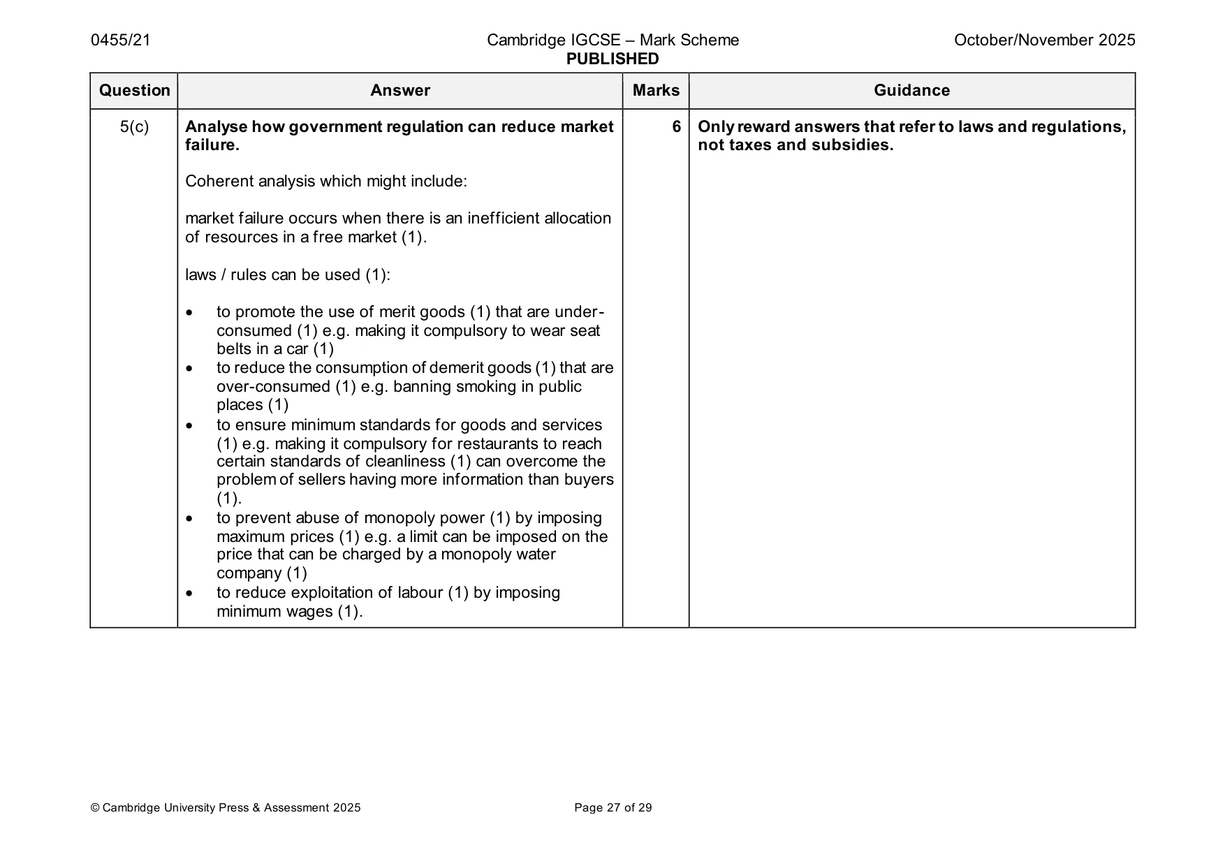 Mark scheme, page 27 of 29