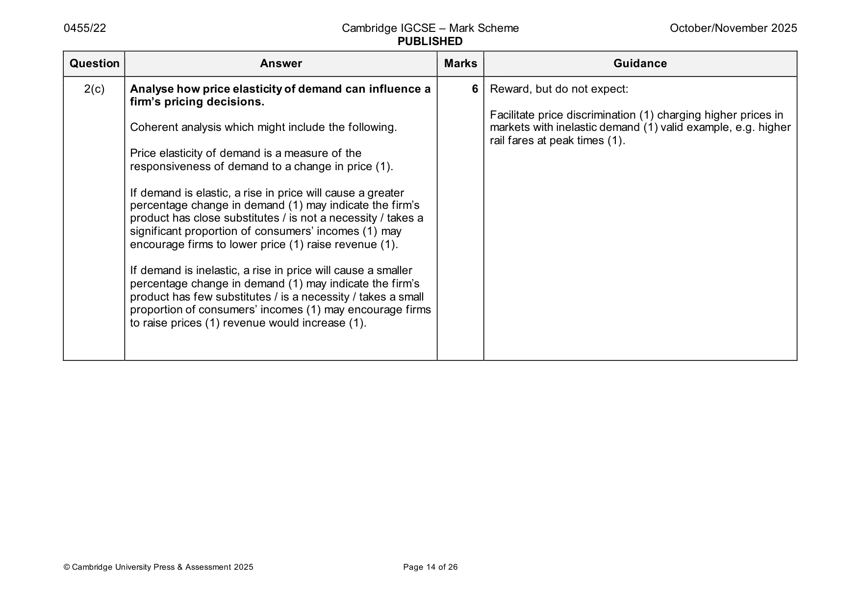 Mark scheme, page 14 of 26