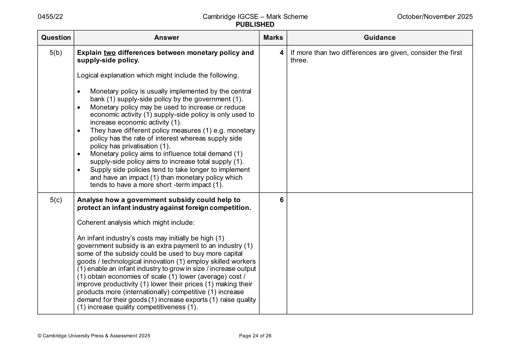 Mark scheme, page 24 of 26