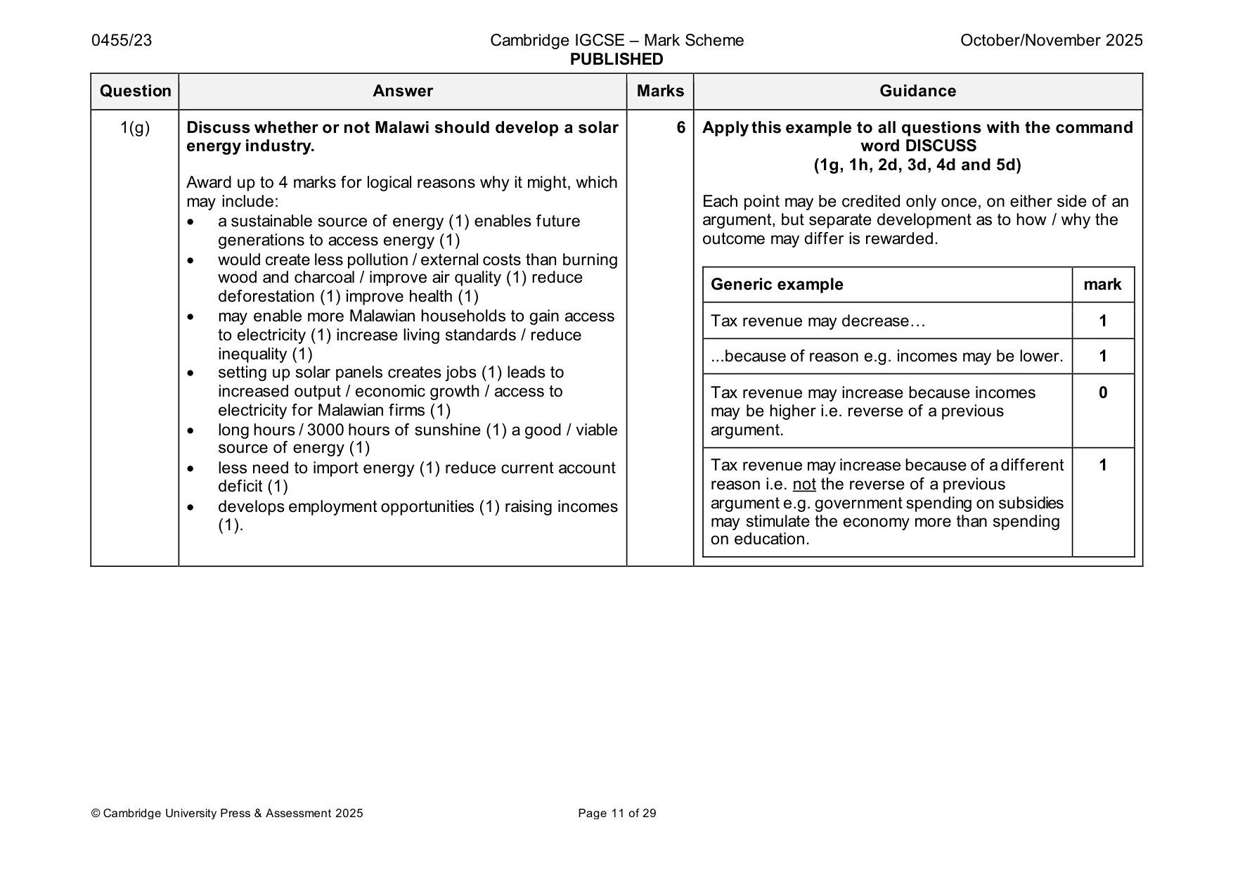 Mark scheme, page 11 of 29
