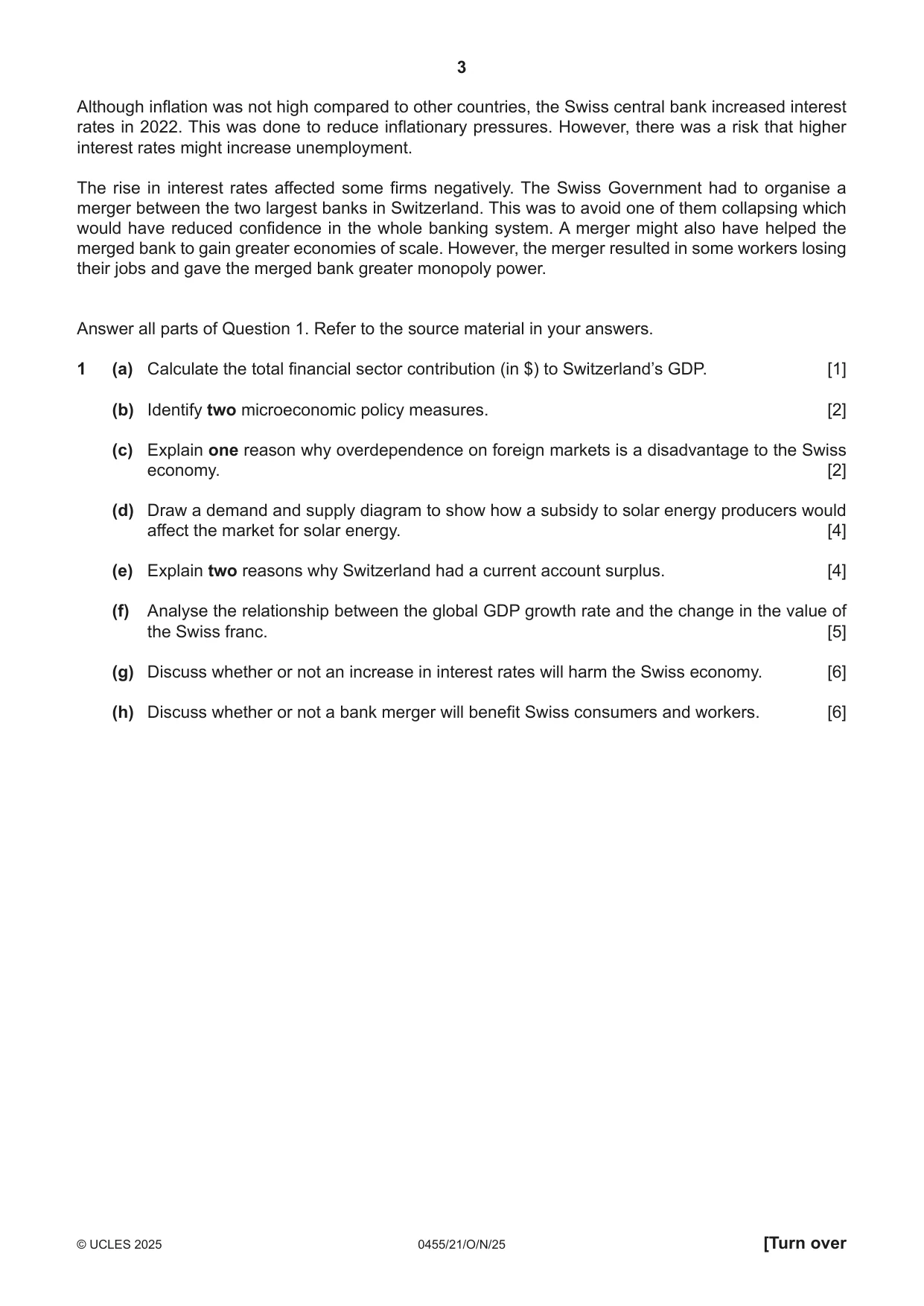 Cambridge IGCSE Economics 0455 2025 Oct/Nov Paper 2 · Variant 1 question paper, page 3 of 8