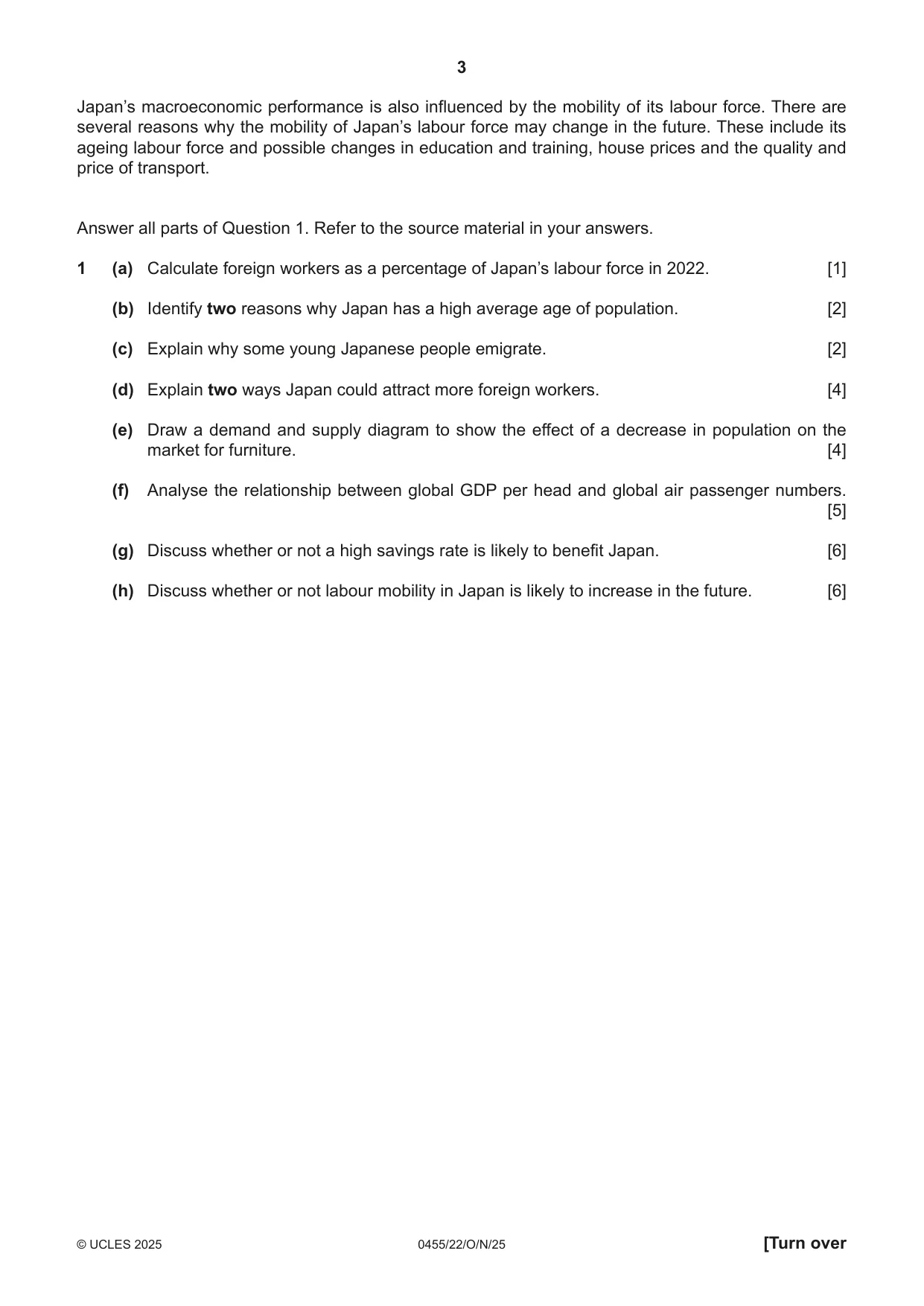 Cambridge IGCSE Economics 0455 2025 Oct/Nov Paper 2 · Variant 2 question paper, page 3 of 8