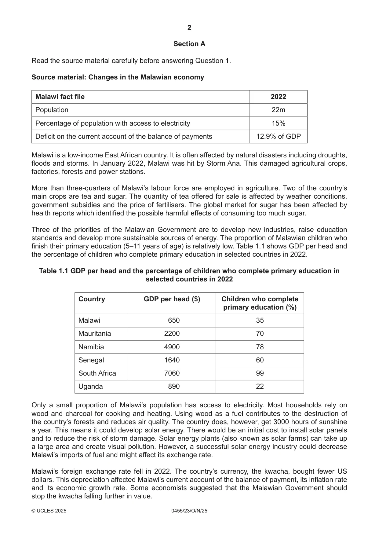 Cambridge IGCSE Economics 0455 2025 Oct/Nov Paper 2 · Variant 3 question paper, page 2 of 8