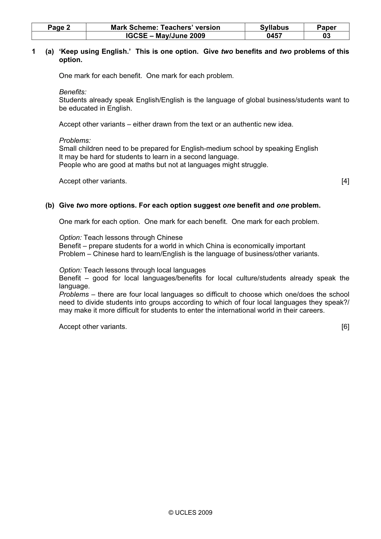 Mark scheme, page 2 of 7