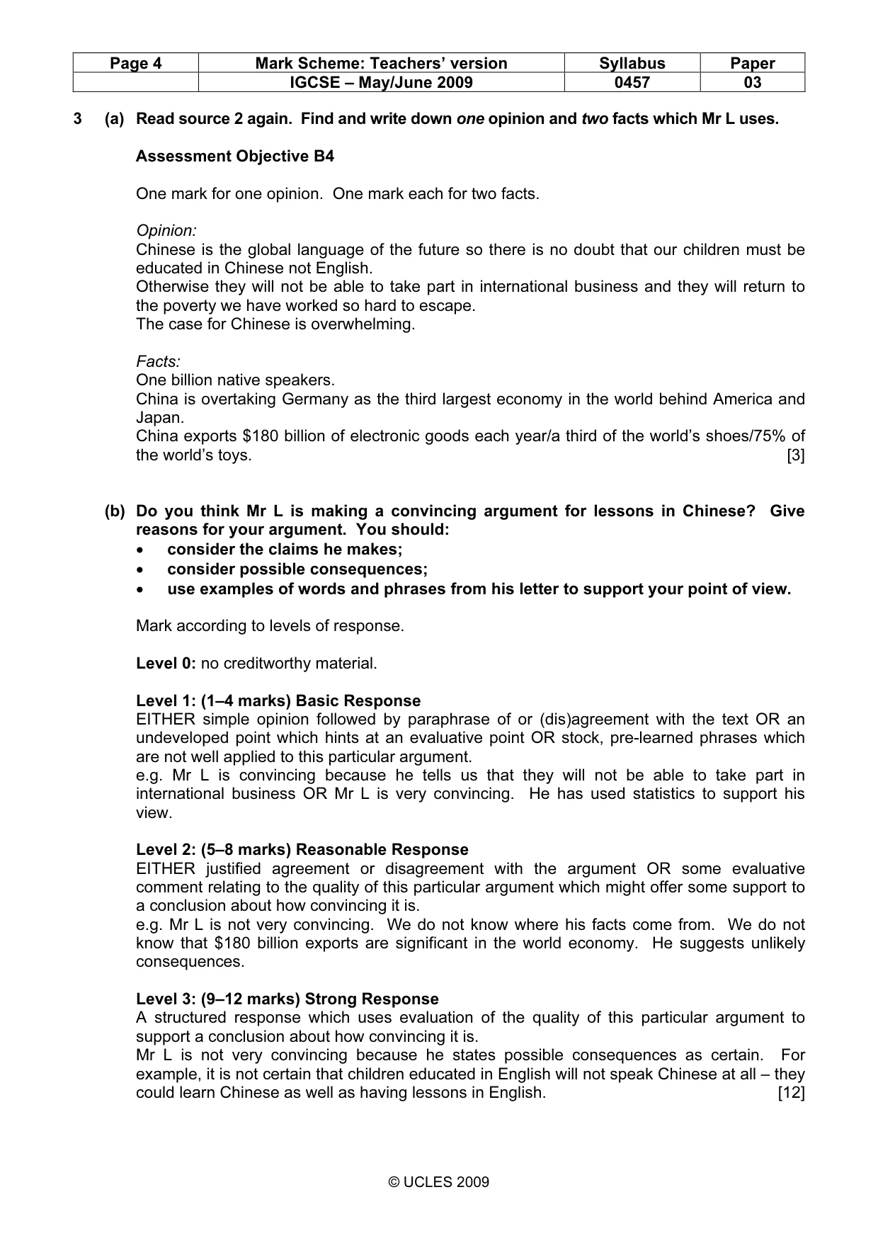 Mark scheme, page 4 of 7