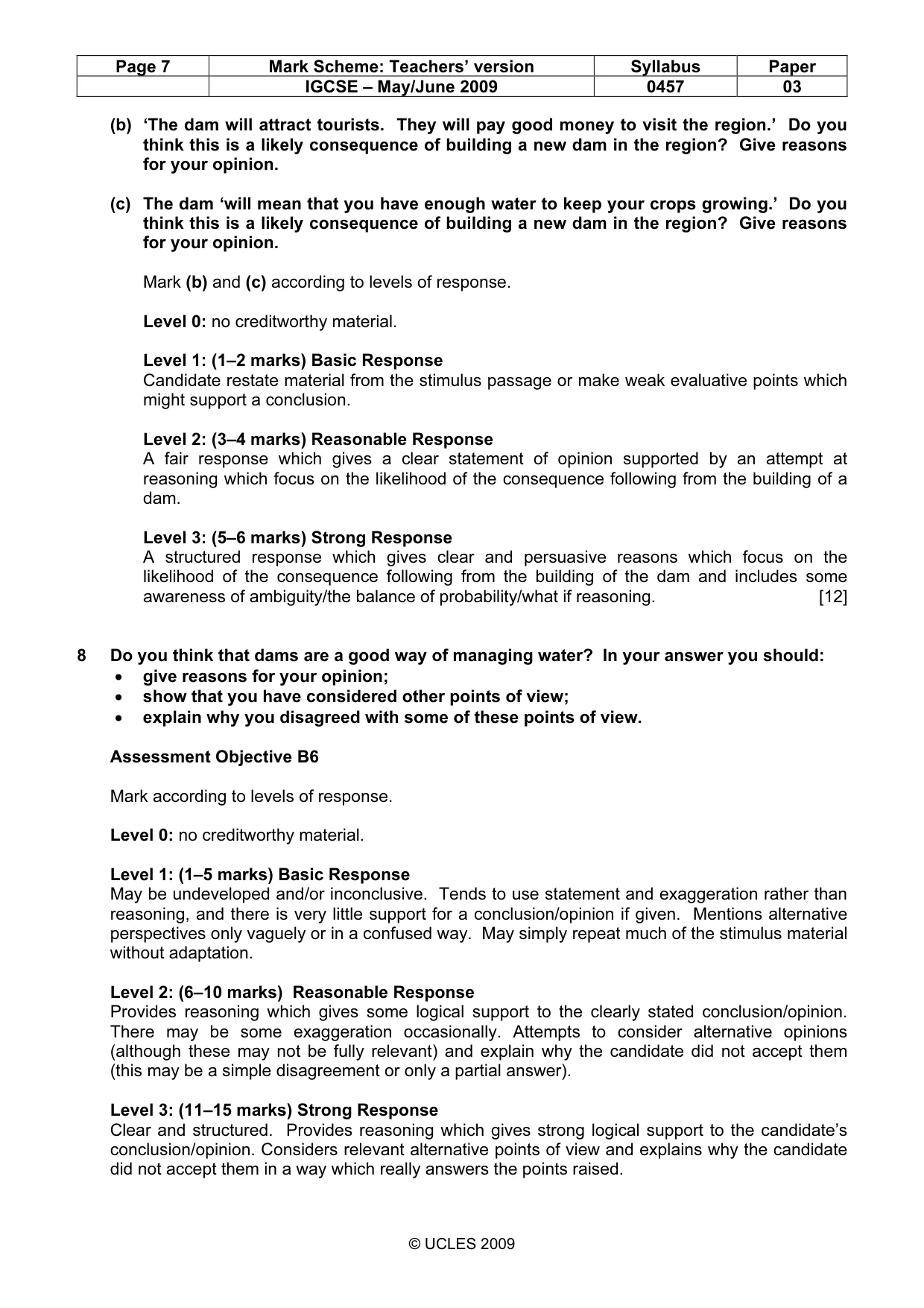Mark scheme, page 7 of 7