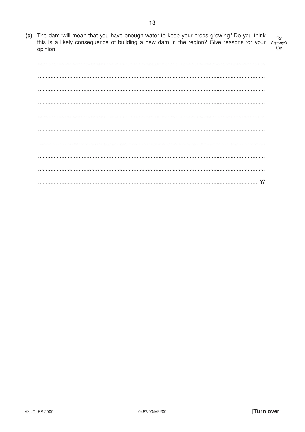 Cambridge IGCSE Global Perspectives 0457 2009 May/June Paper 3 · Variant 1 question paper, page 13 of 16