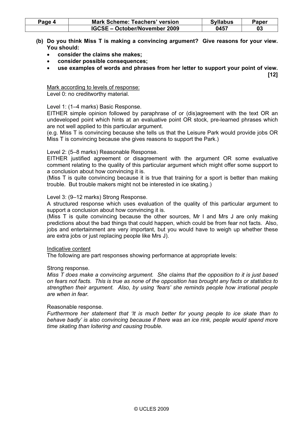 Mark scheme, page 4 of 10