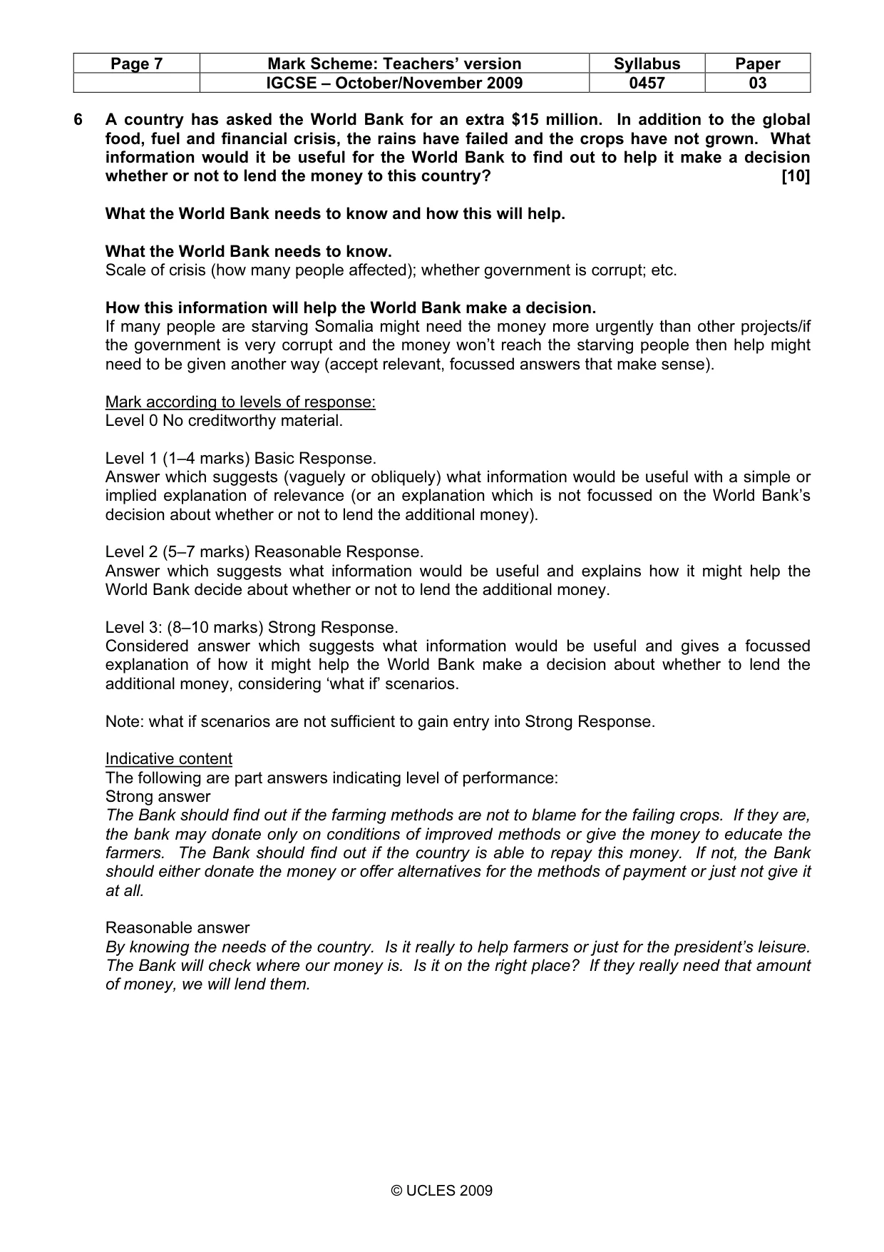 Mark scheme, page 7 of 10