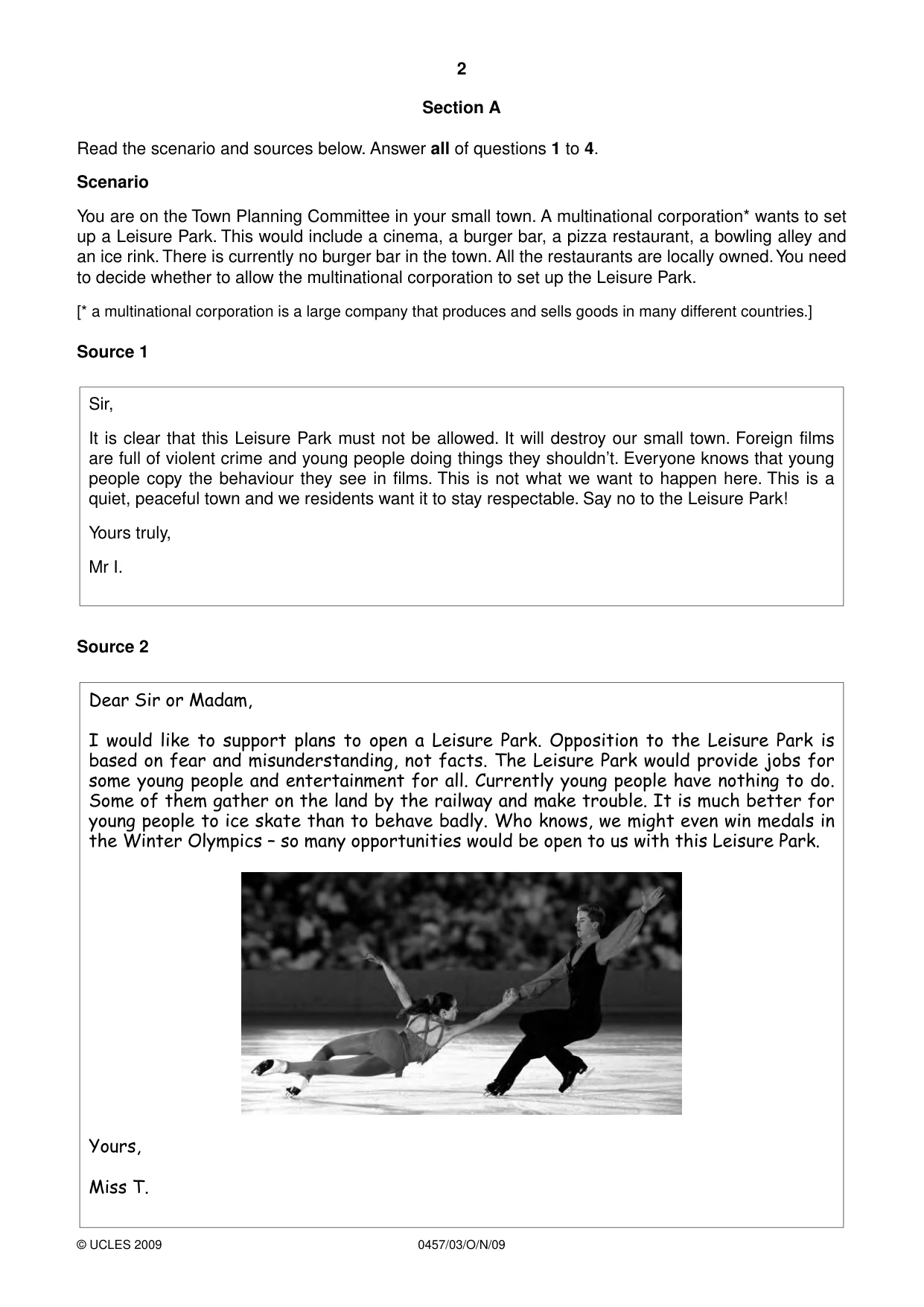 Cambridge IGCSE Global Perspectives 0457 2009 Oct/Nov Paper 3 · Variant 1 question paper, page 2 of 16