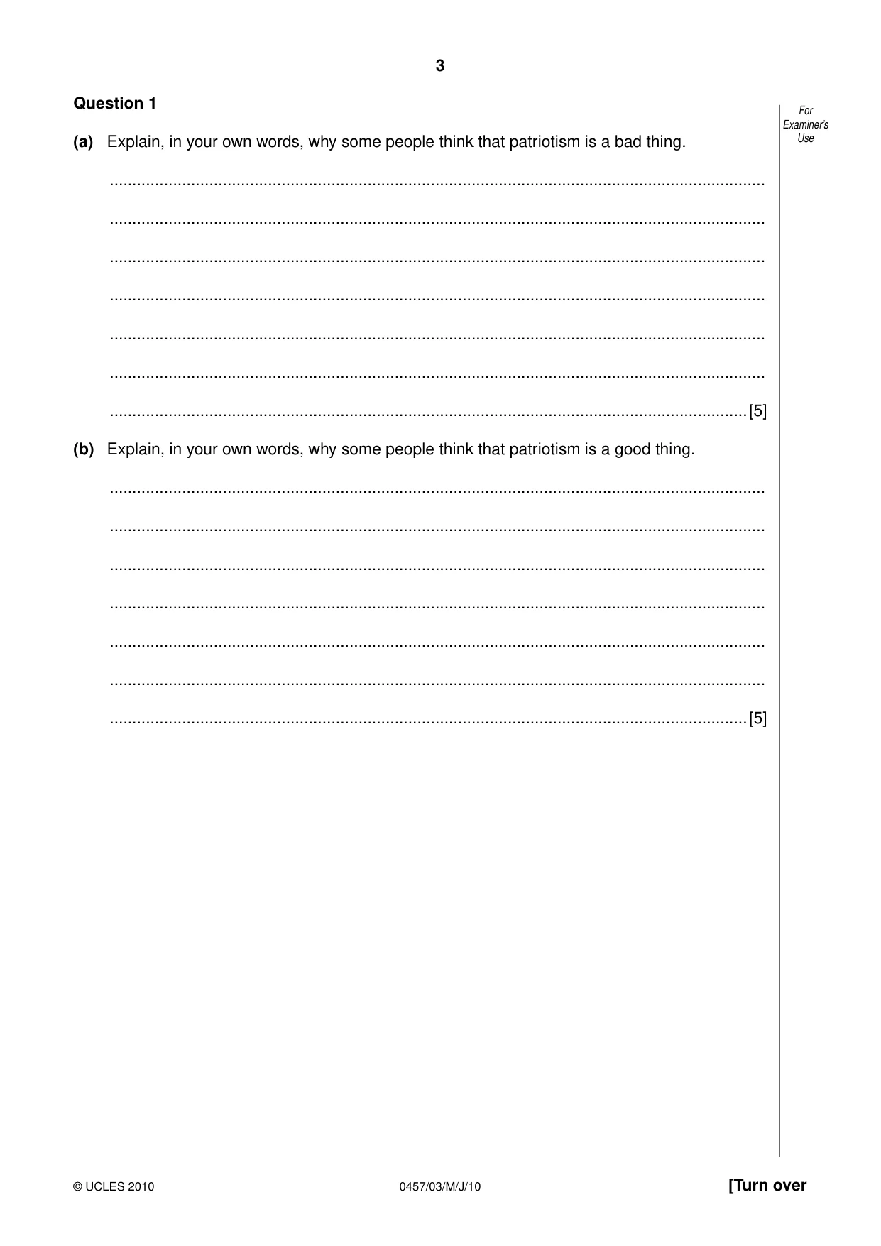 Cambridge IGCSE Global Perspectives 0457 2010 May/June Paper 3 · Variant 0 question paper, page 3 of 12