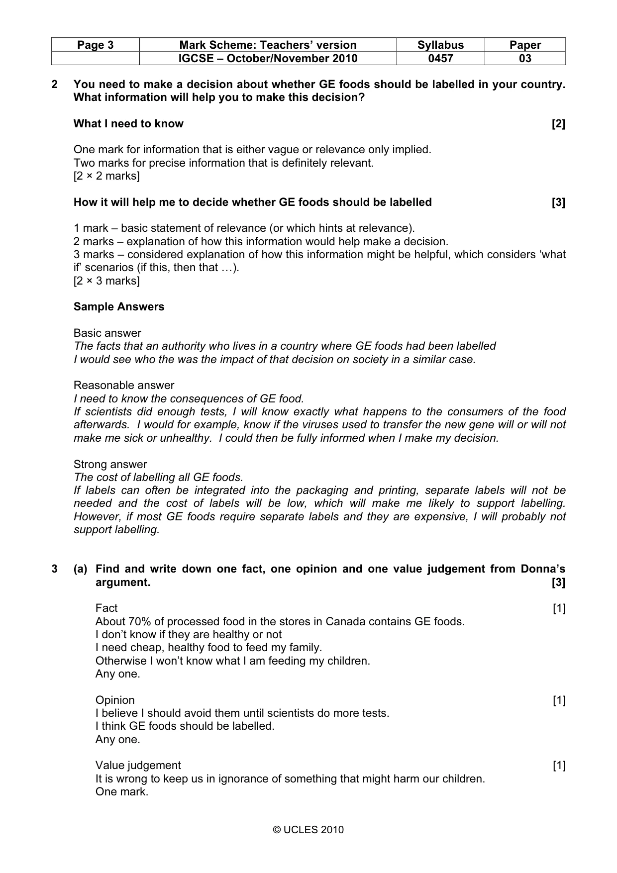 Mark scheme, page 3 of 11
