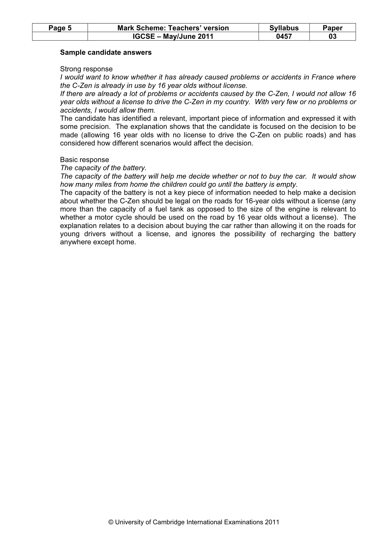 Mark scheme, page 5 of 20