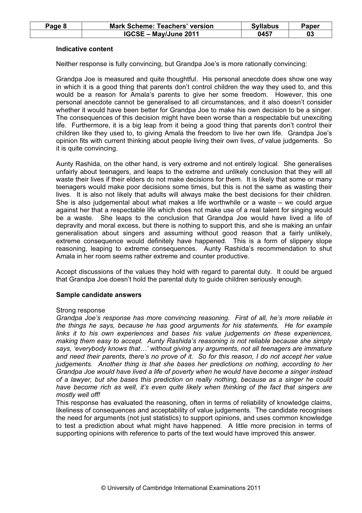 Mark scheme, page 8 of 20